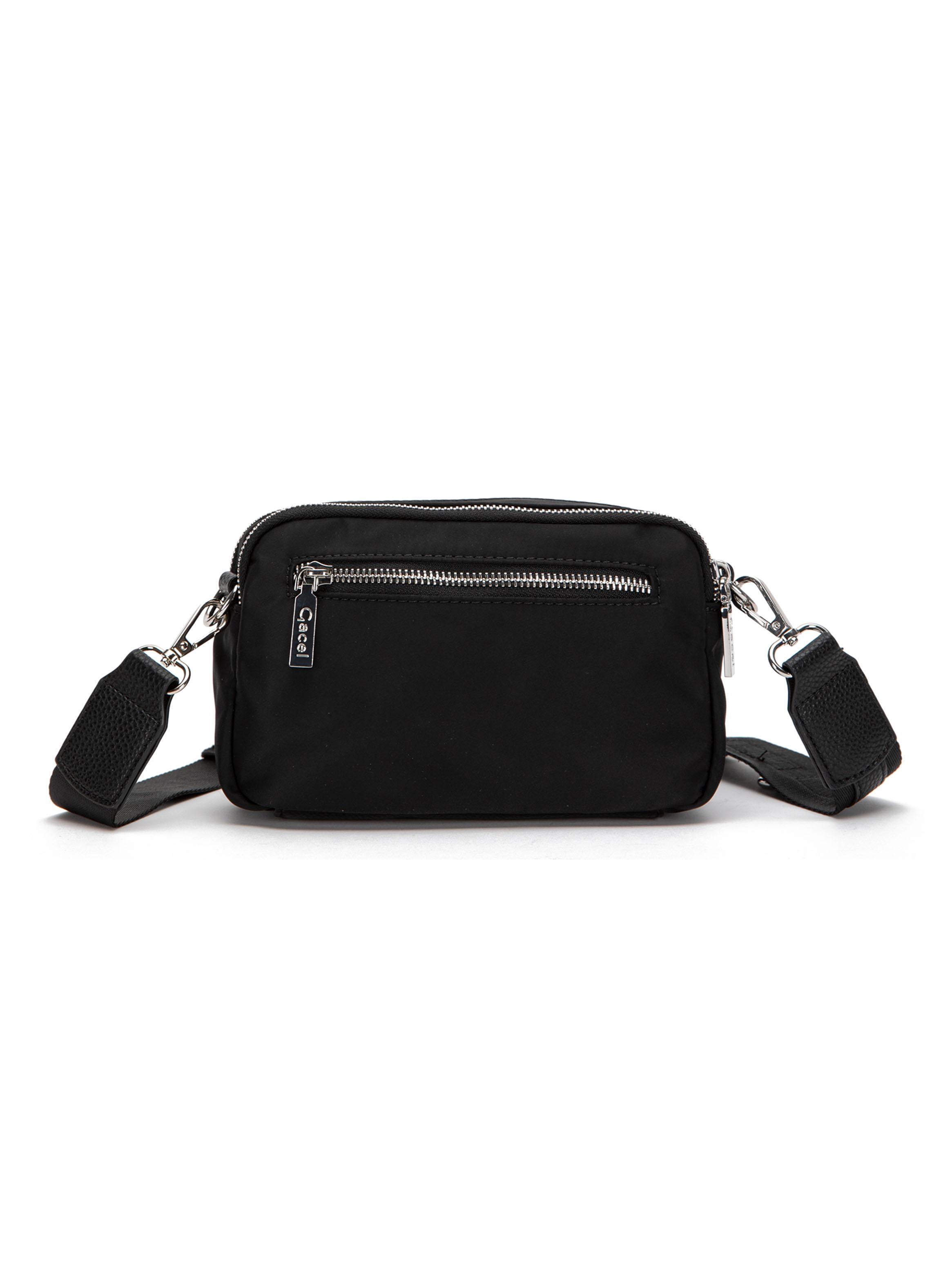 Cartera Bandolera Textil Negro Pequeña-1