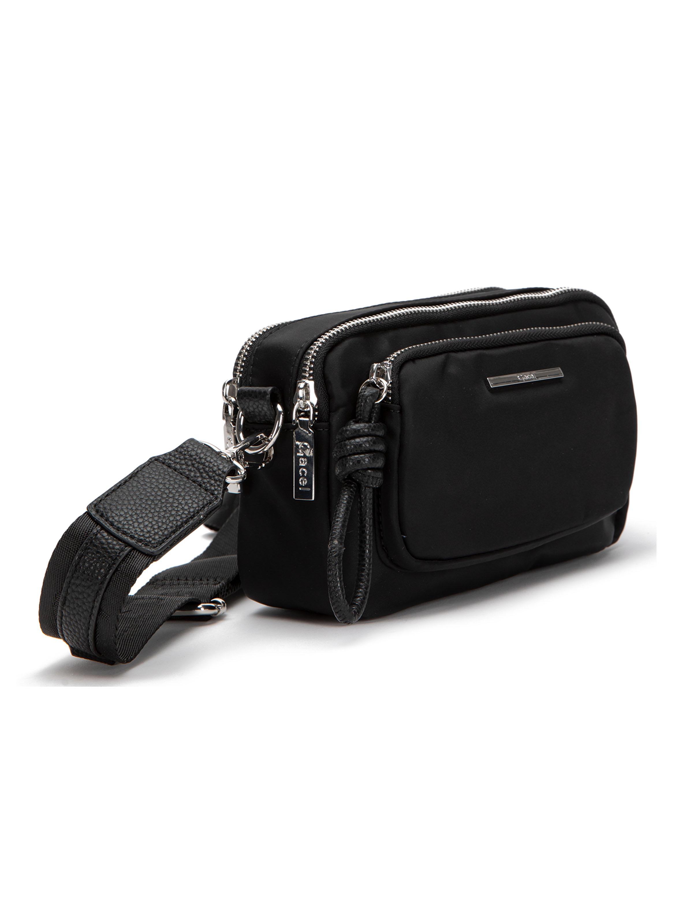 Cartera Bandolera Textil Negro Pequeña-2