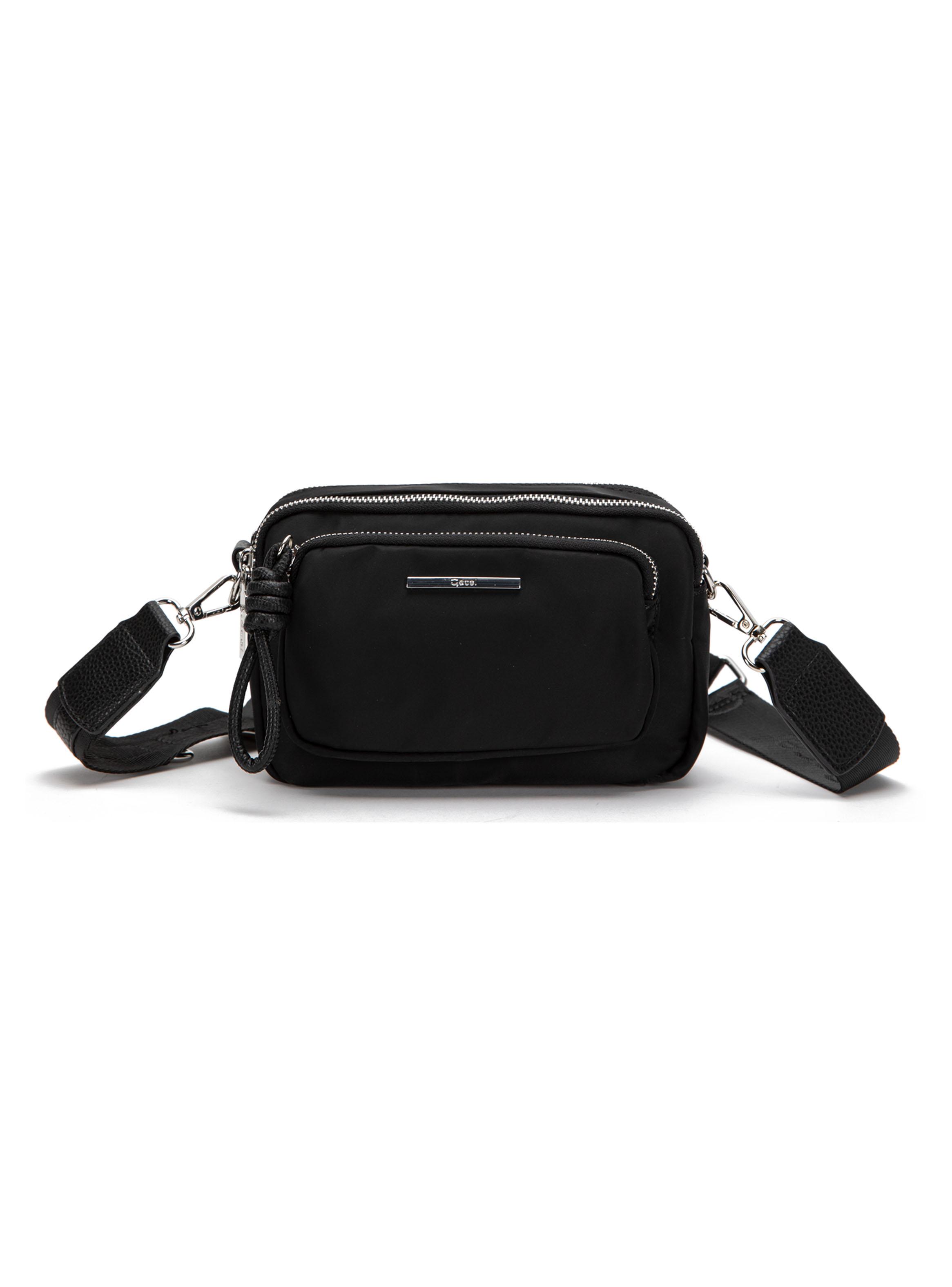 Cartera Bandolera Textil Negro Pequeña-0