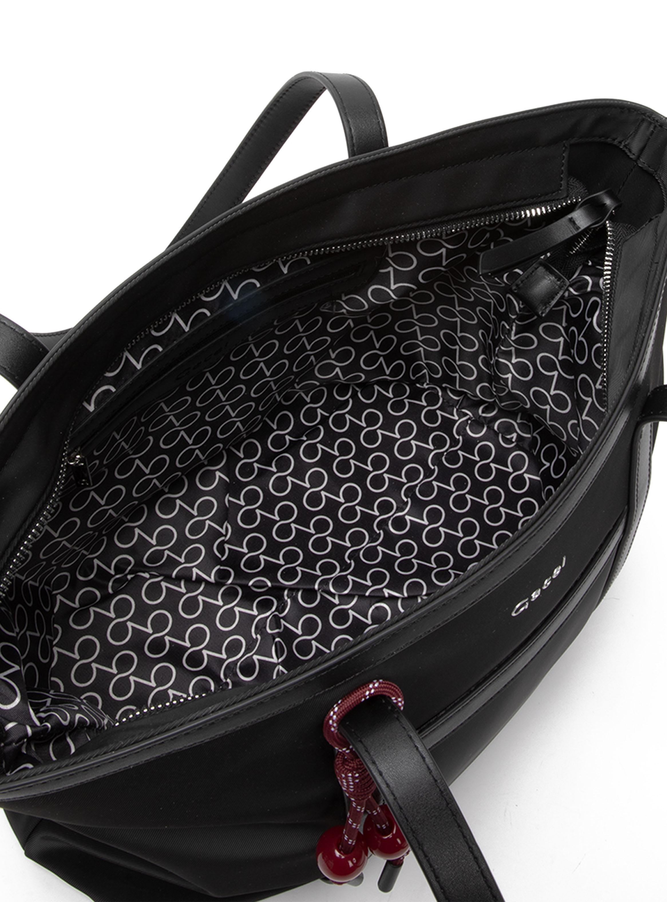 Cartera de Hombro Shopping Textil Negro-5