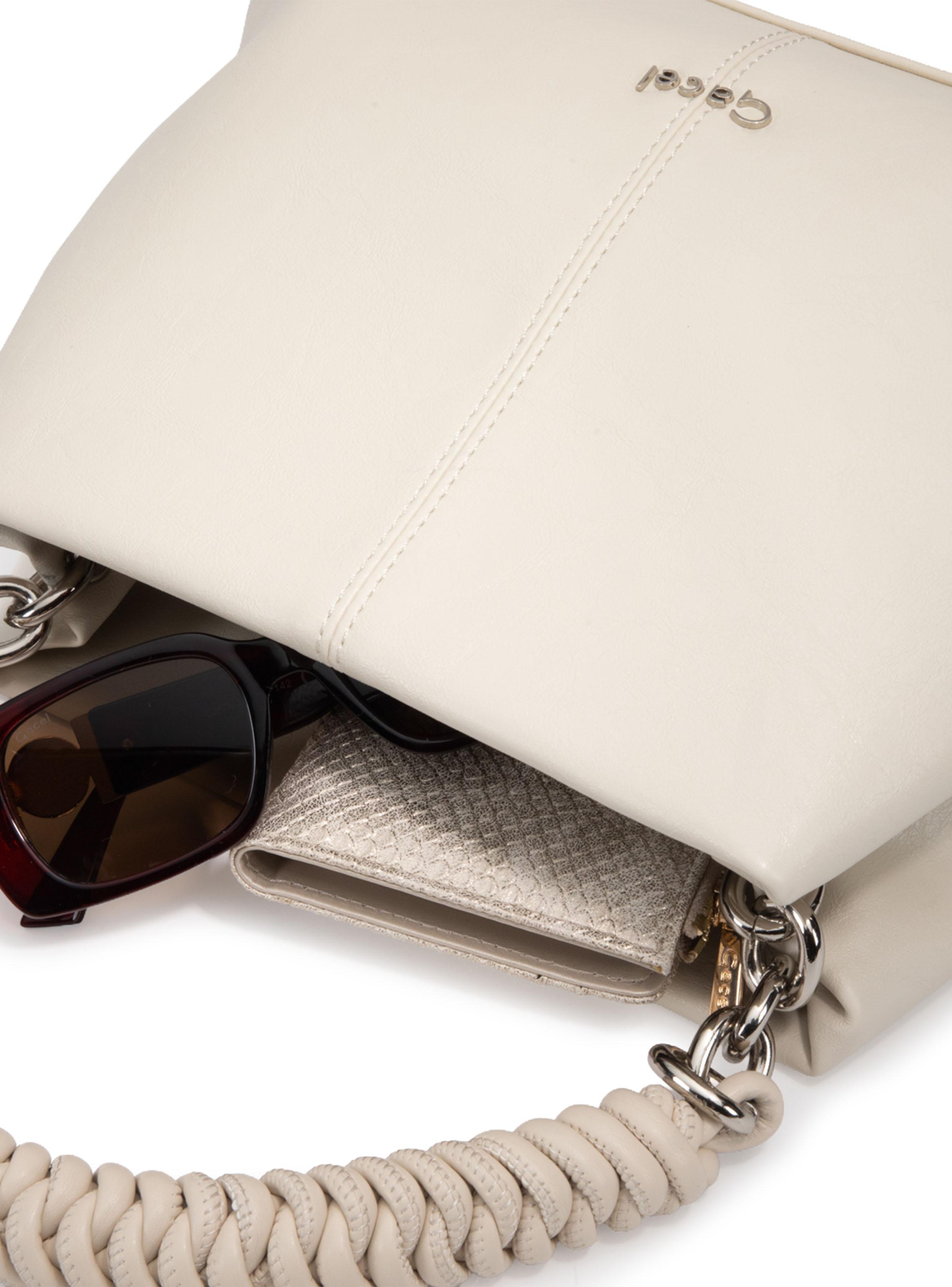 Cartera Bandolera Sintético Off White Grande-5