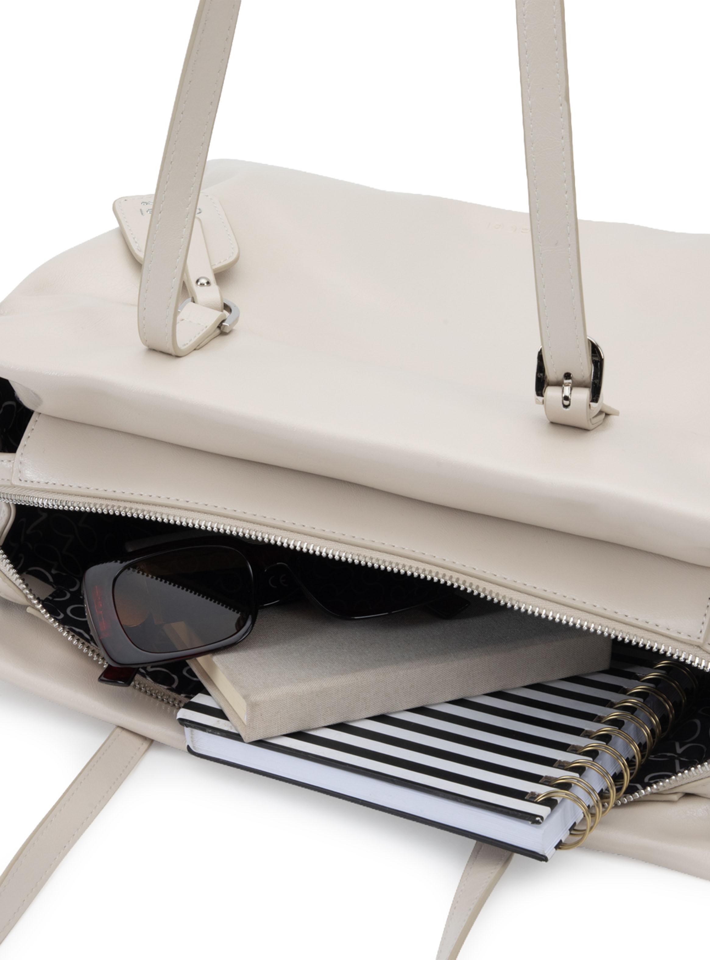 Cartera de Hombro Dos Asas Sintético Off White Grande-5