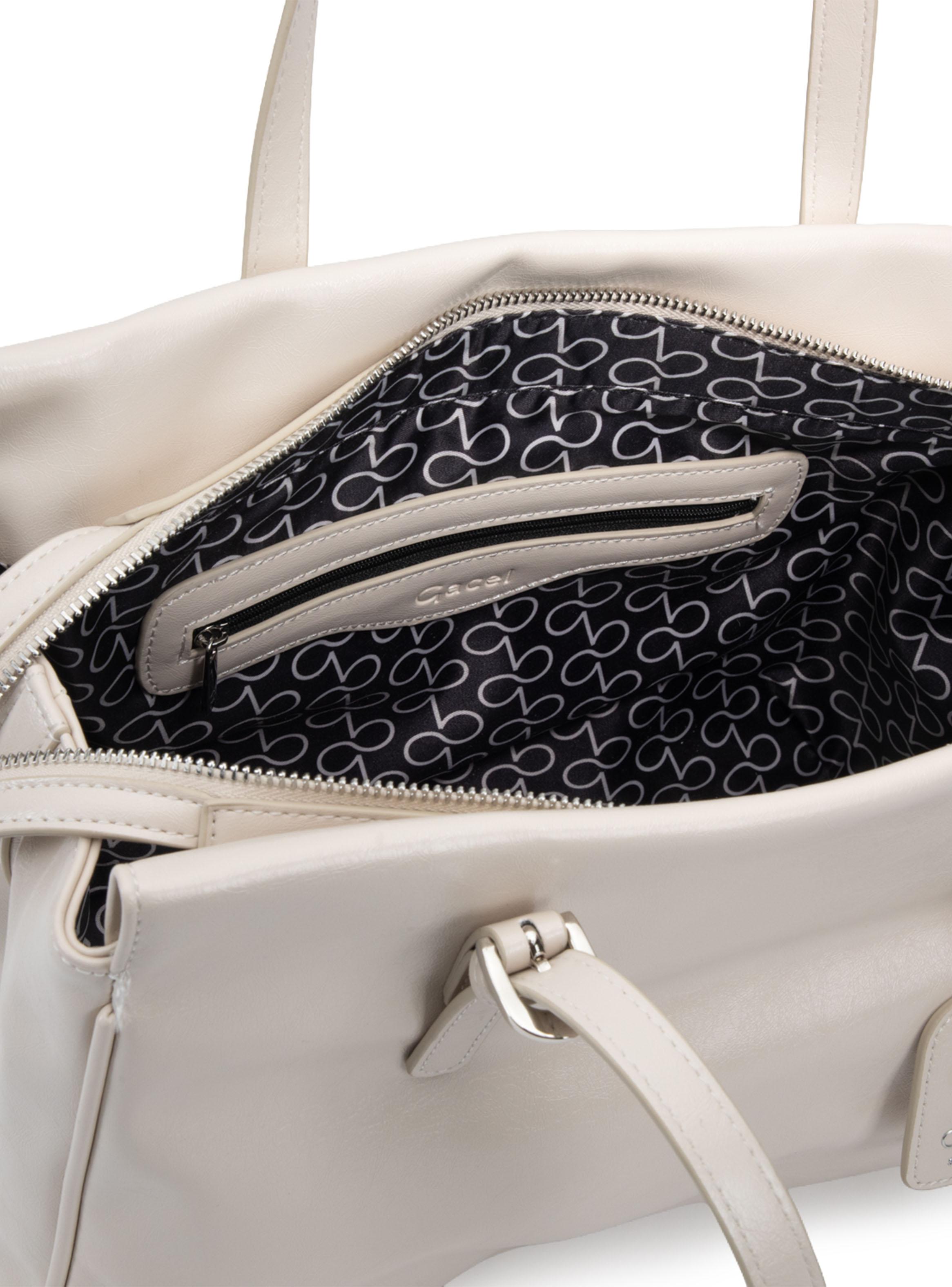 Cartera de Hombro Dos Asas Sintético Off White Grande-4