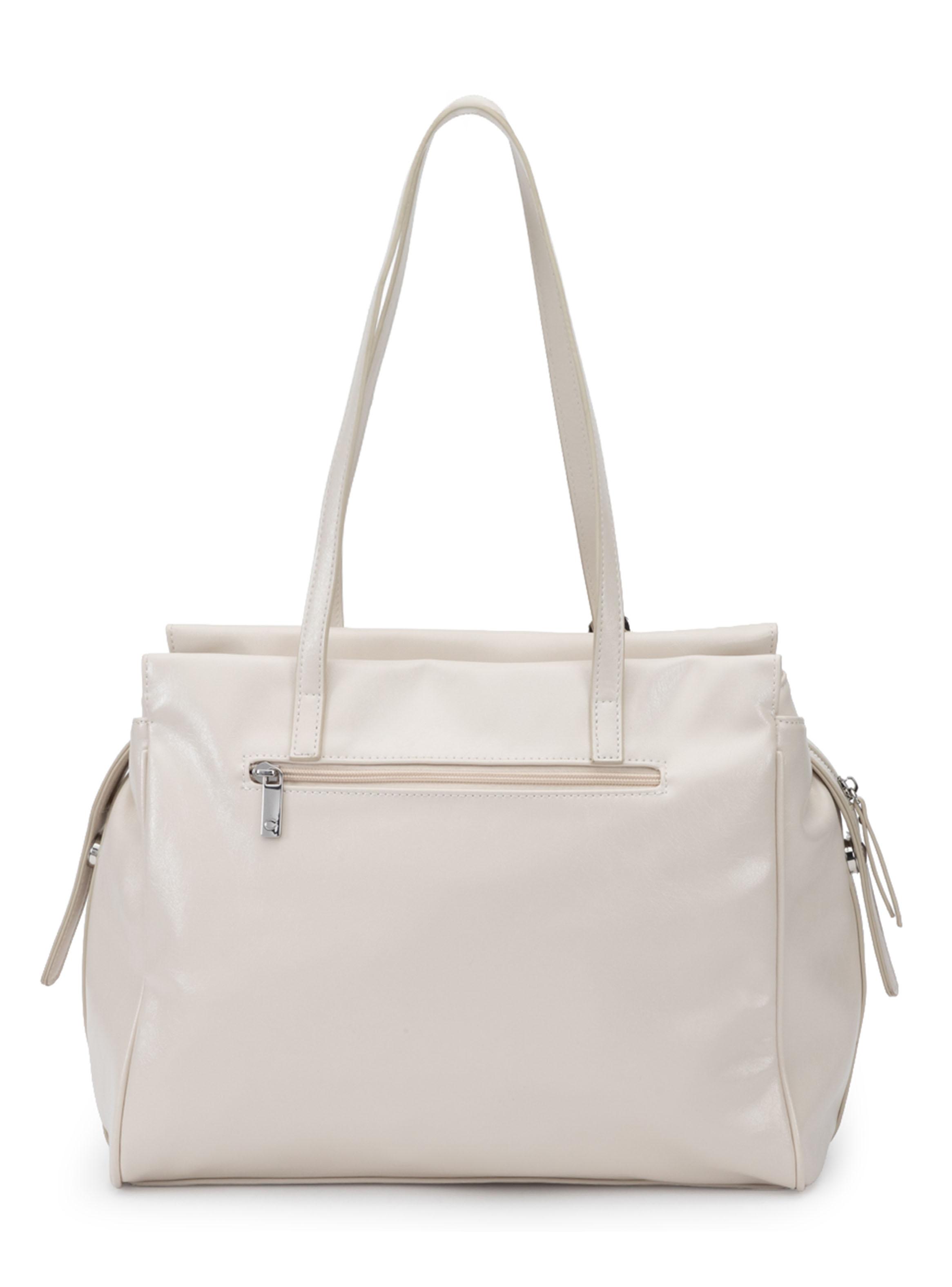 Cartera de Hombro Dos Asas Sintético Off White Grande-2