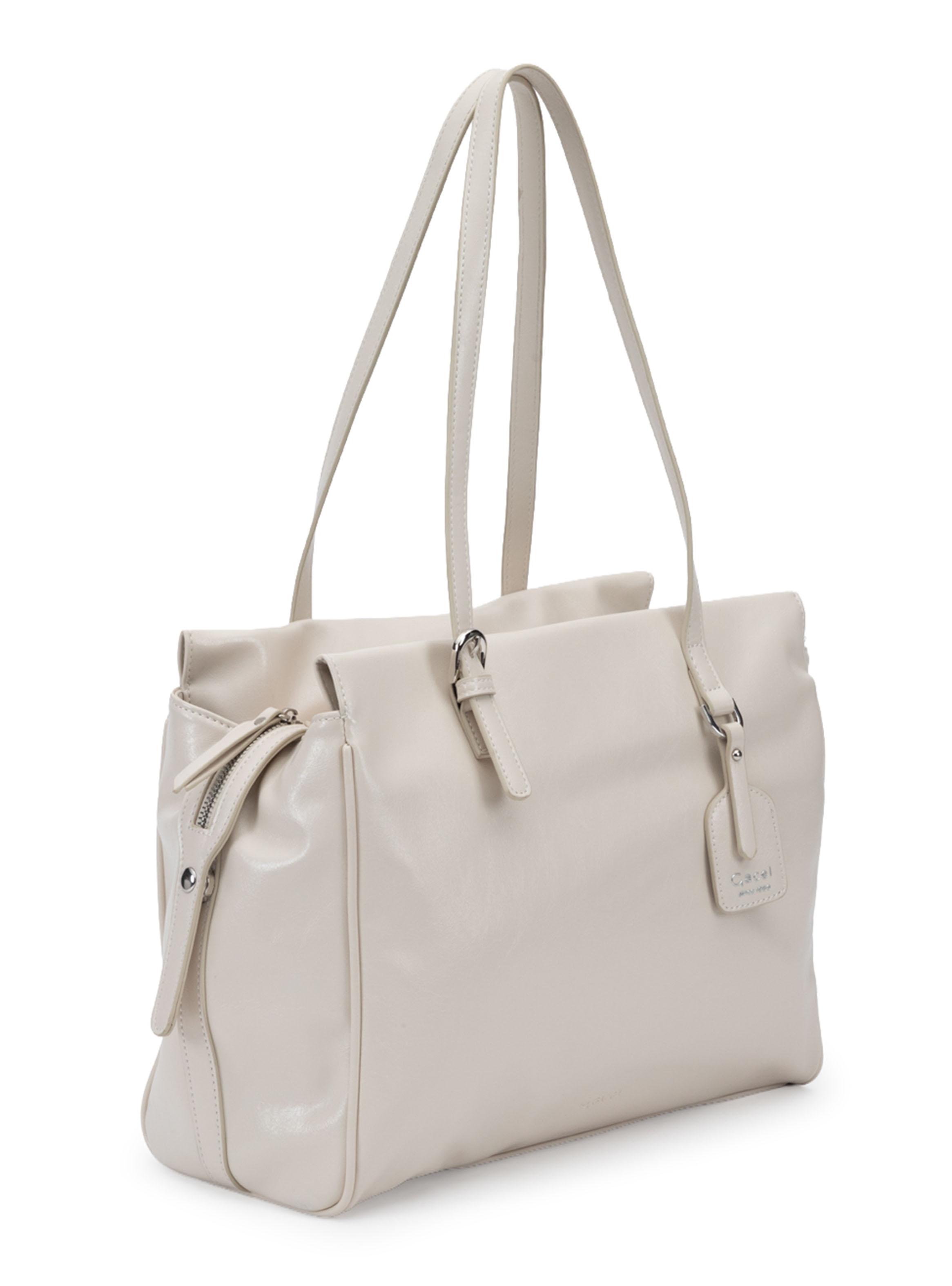 Cartera de Hombro Dos Asas Sintético Off White Grande-3