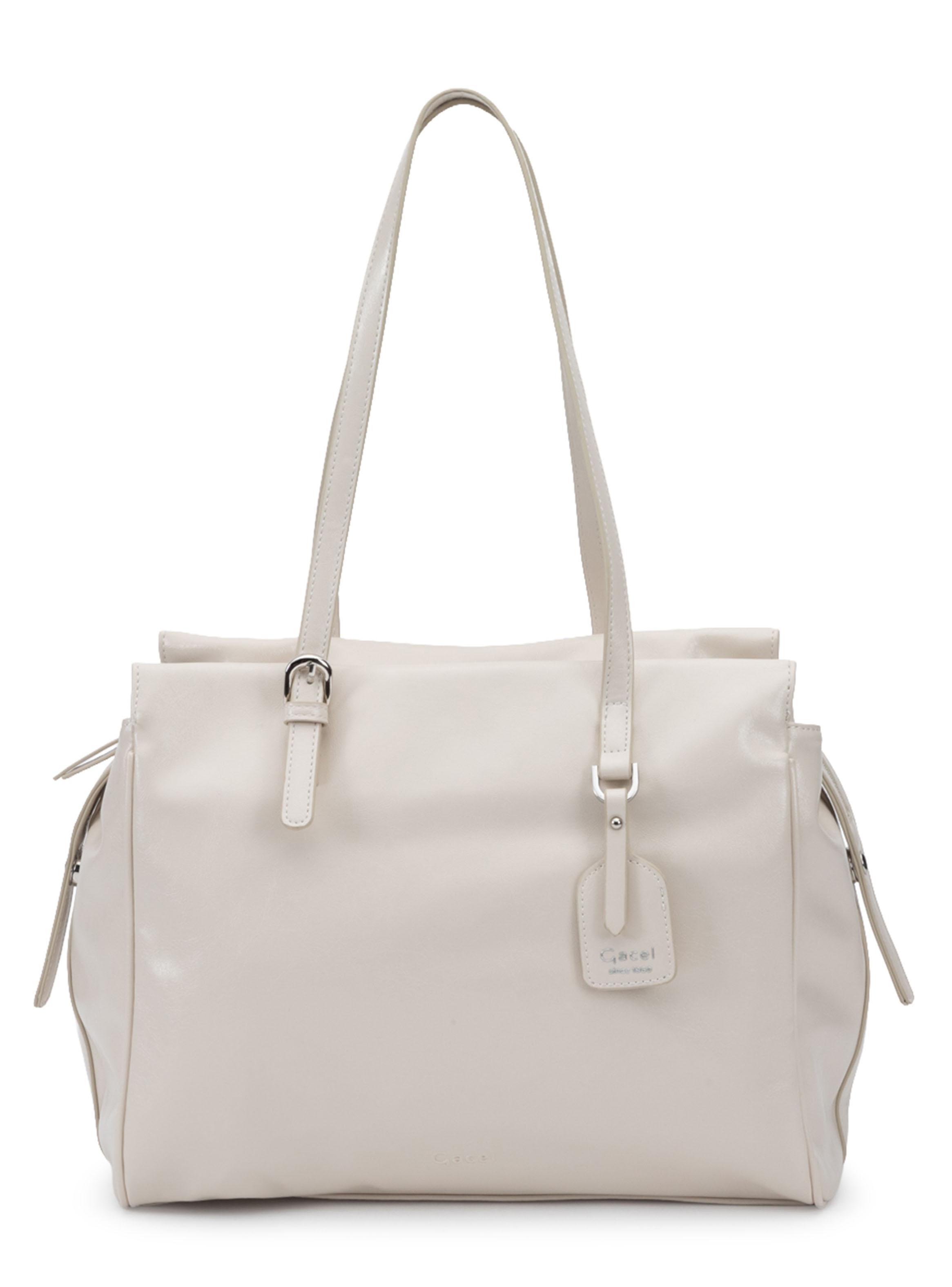 Cartera de Hombro Dos Asas Sintético Off White Grande-1