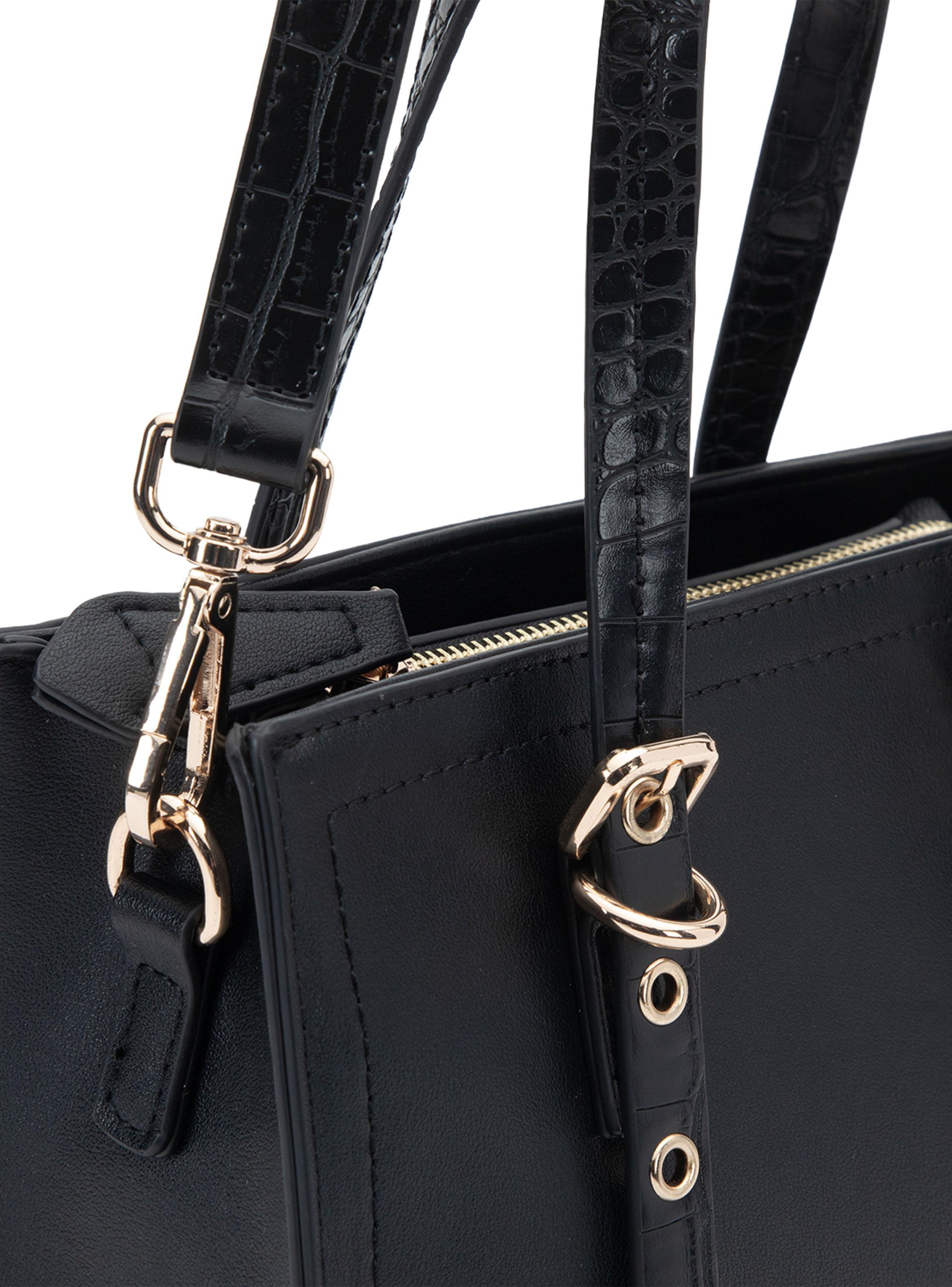 Cartera de Hombro Dos Asas Sintético Negro Pequeña-5