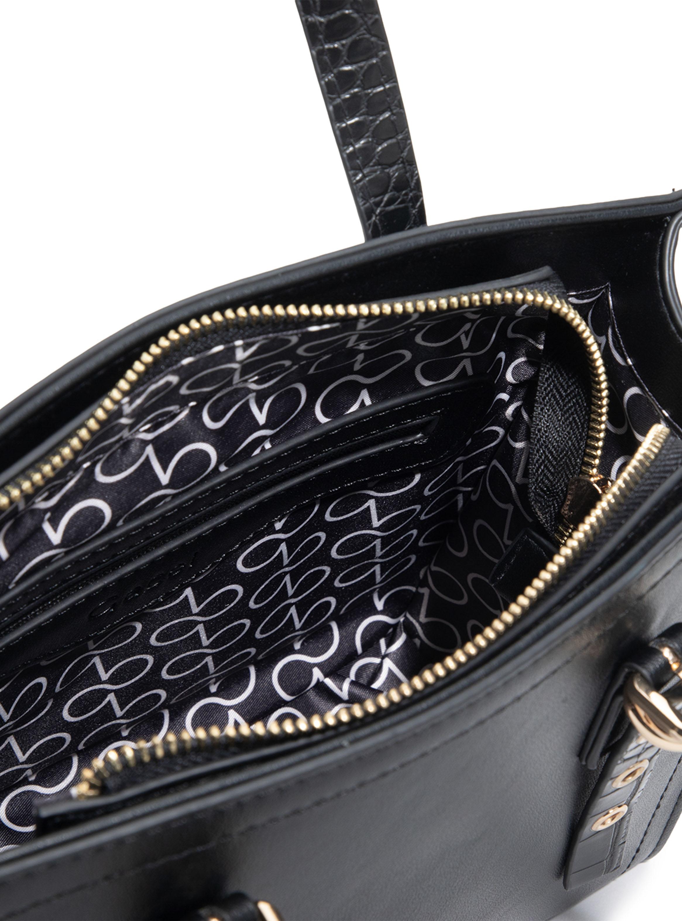 Cartera de Hombro Dos Asas Sintético Negro Pequeña-4