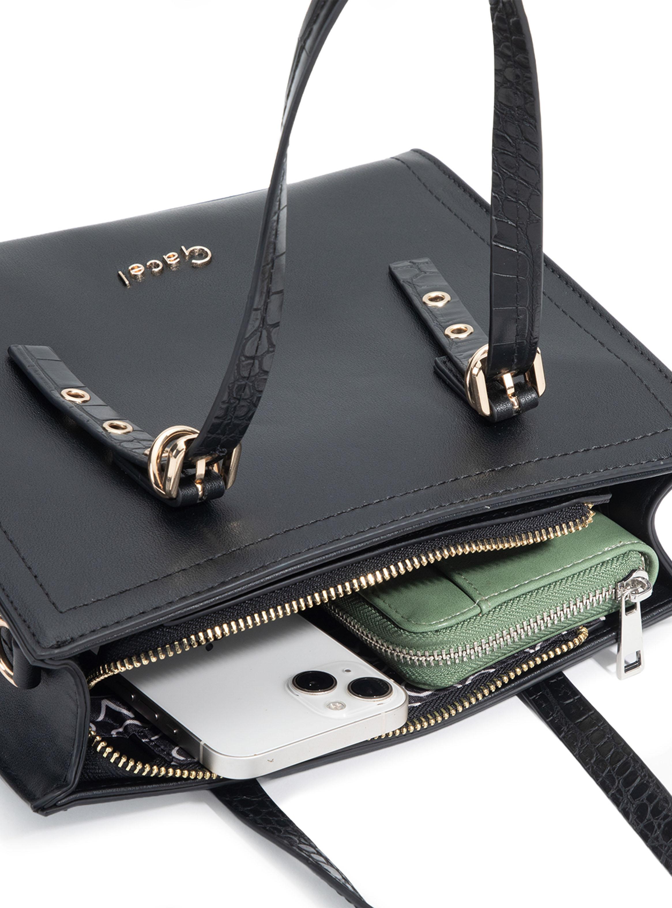 Cartera de Hombro Dos Asas Sintético Negro Pequeña-3