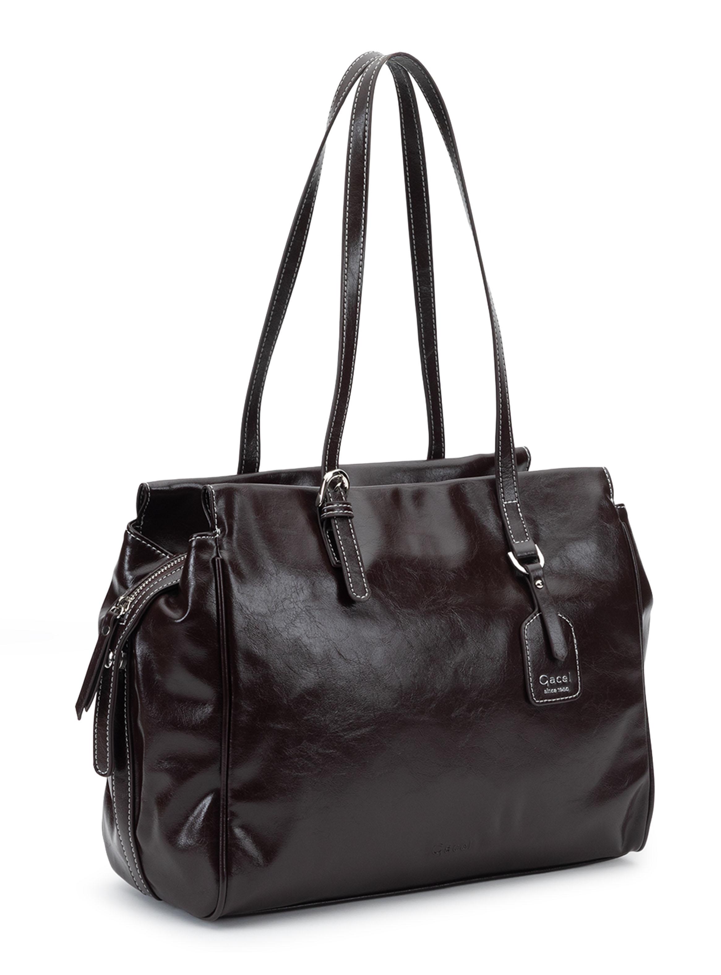 Cartera de Hombro Dos Asas Sintético Chocolate-2