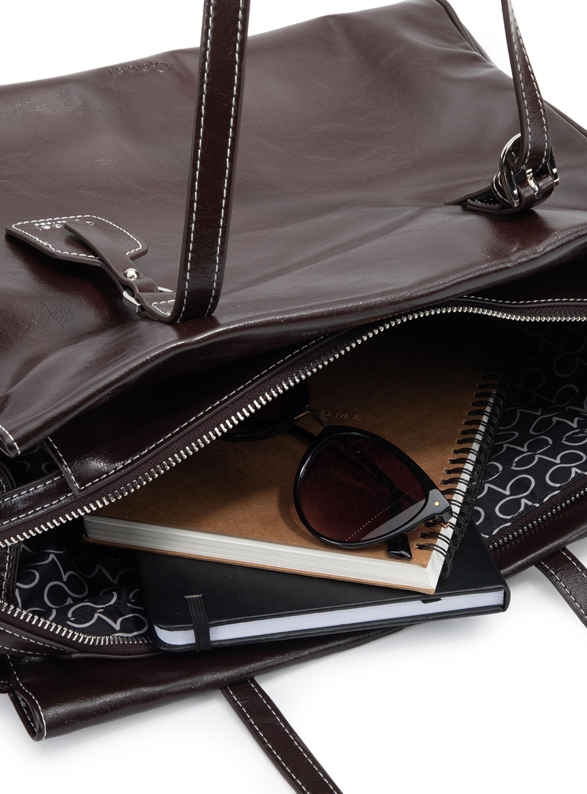 Cartera de Hombro Dos Asas Sintético Chocolate-3