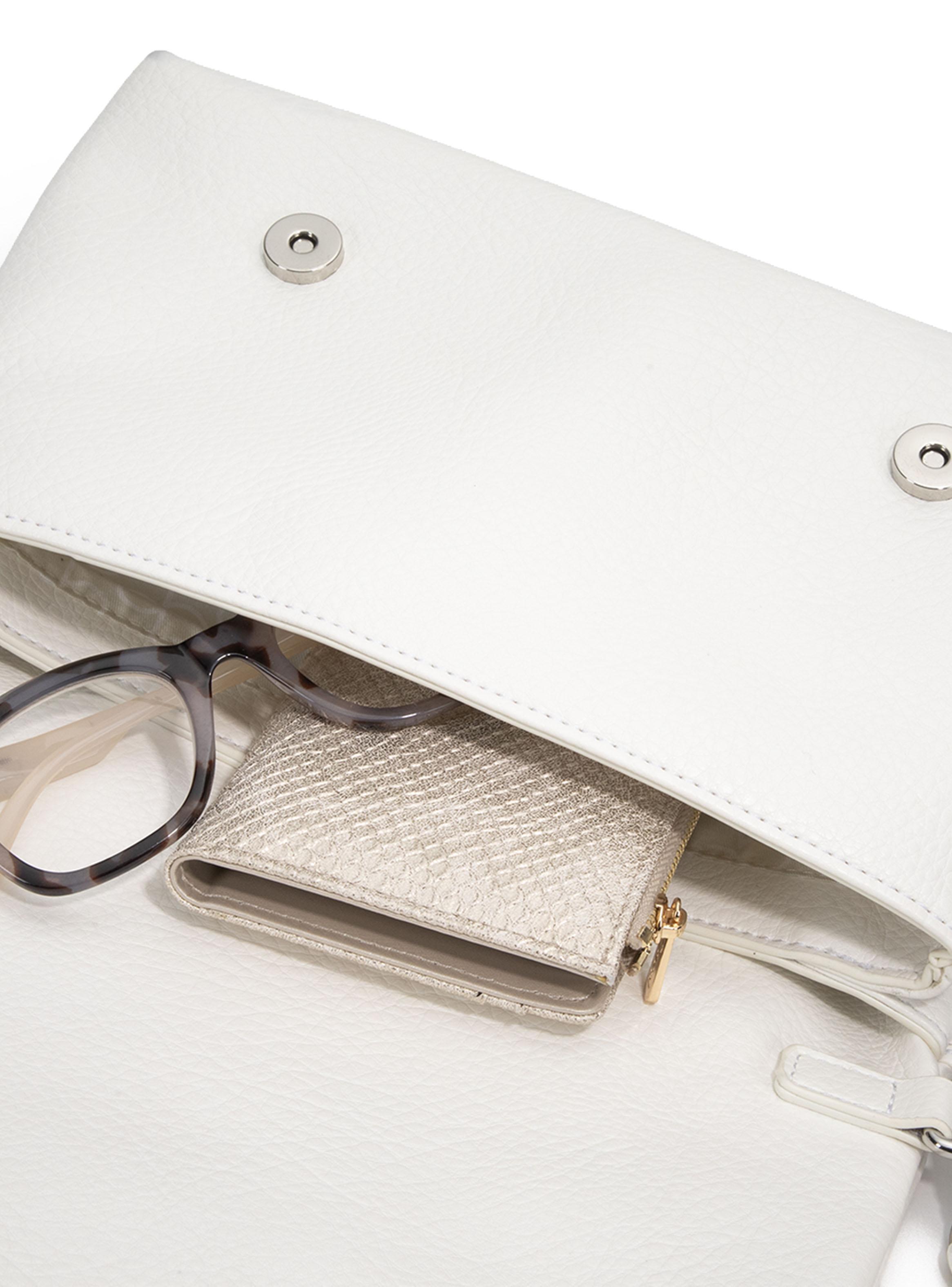 Cartera Bandolera Sintético Blanco Grande-2