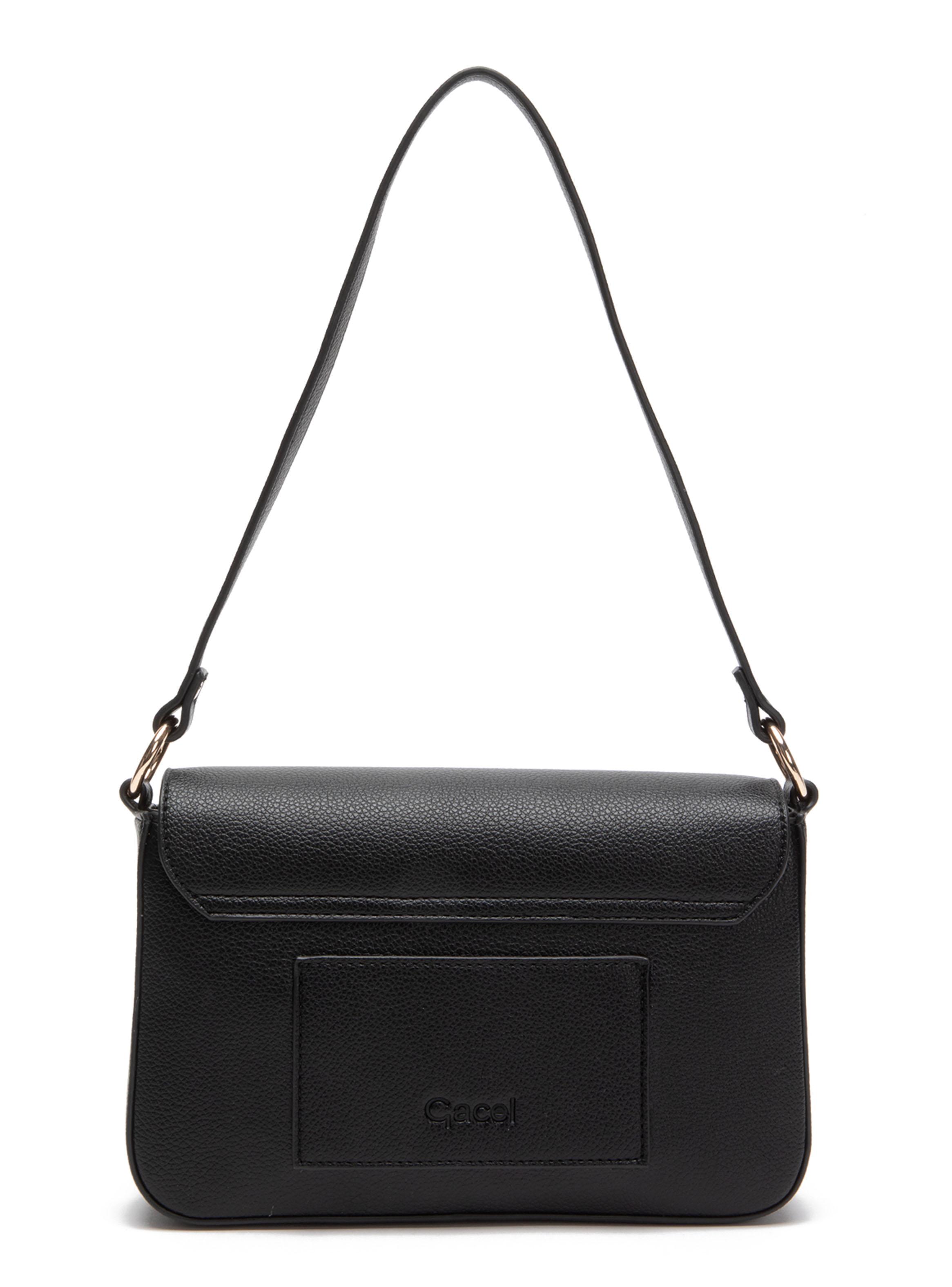 Cartera de Hombro Retro con Tapa Negro-1