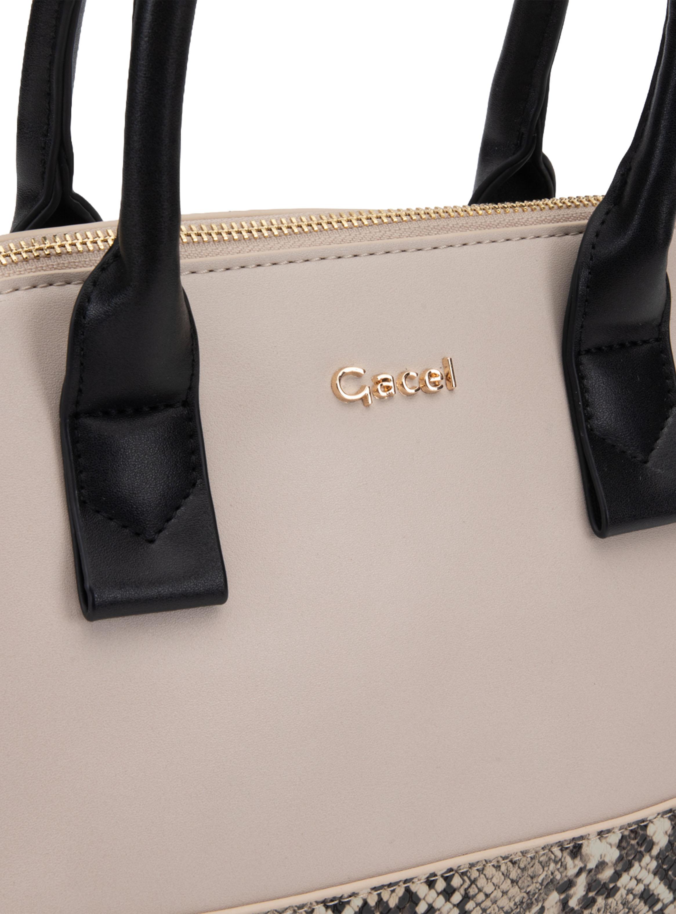 Cartera de Hombro Dos Asas Sintético Off White Mediana-3