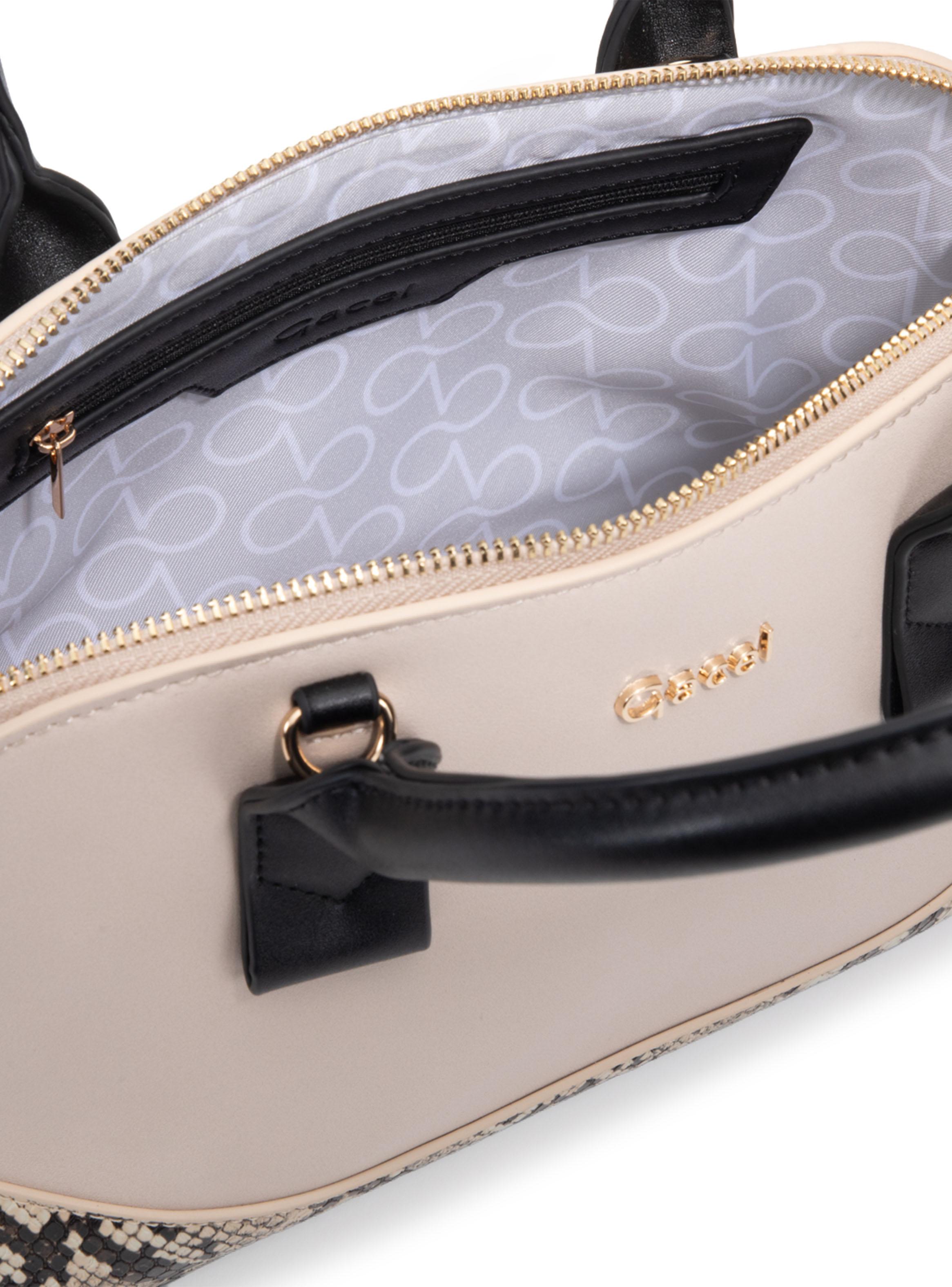 Cartera de Hombro Dos Asas Sintético Off White Mediana-2