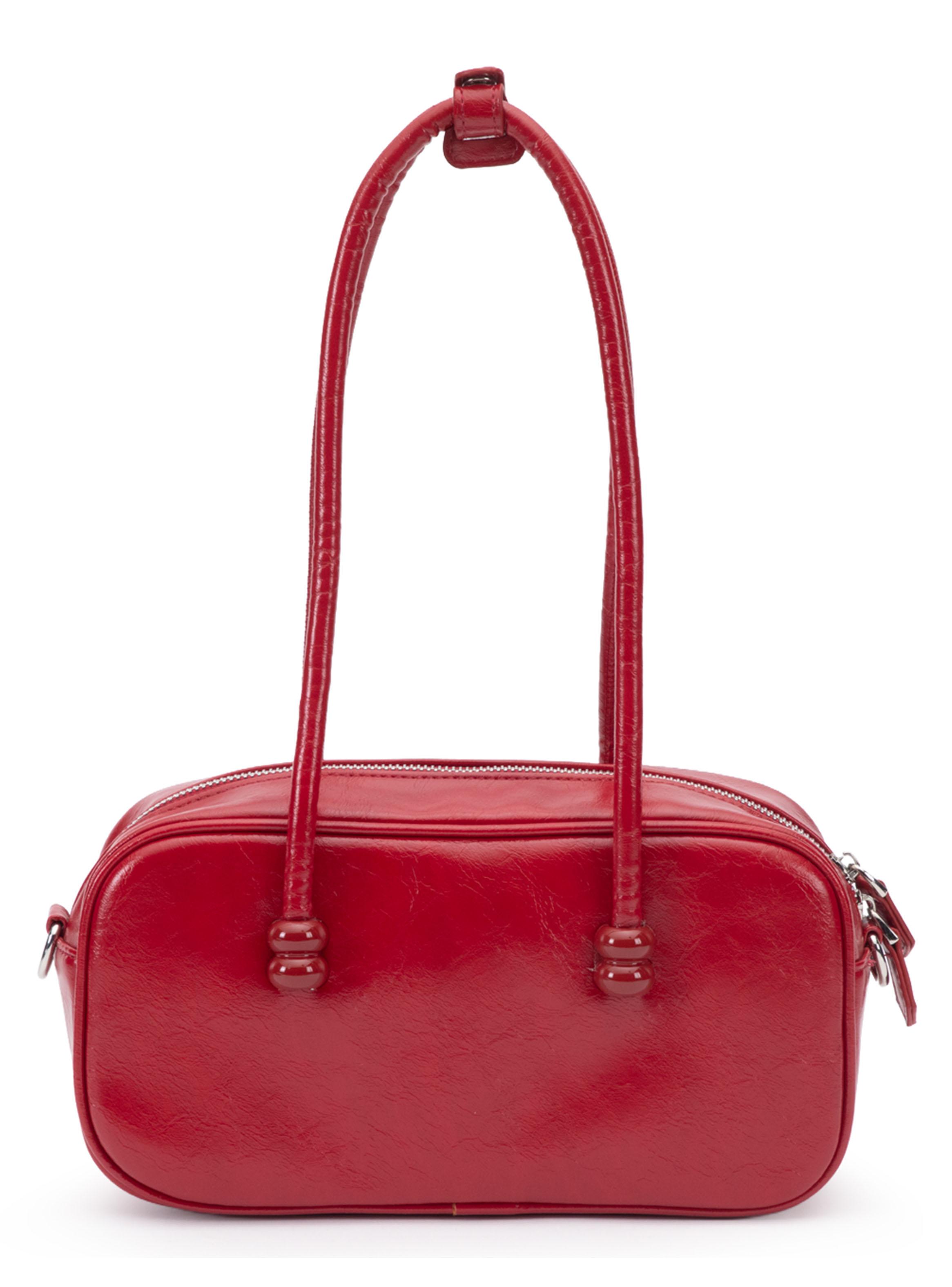 Cartera de Hombro Dos Asas Sintético Rojo Mediana-1