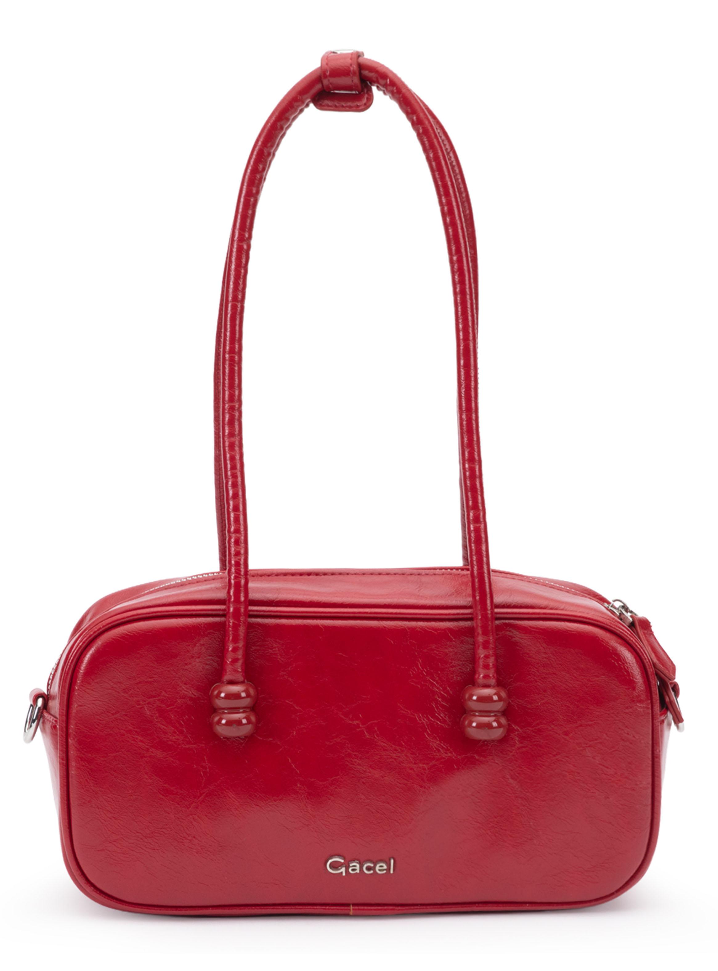 Cartera de Hombro Dos Asas Sintético Rojo Mediana-0