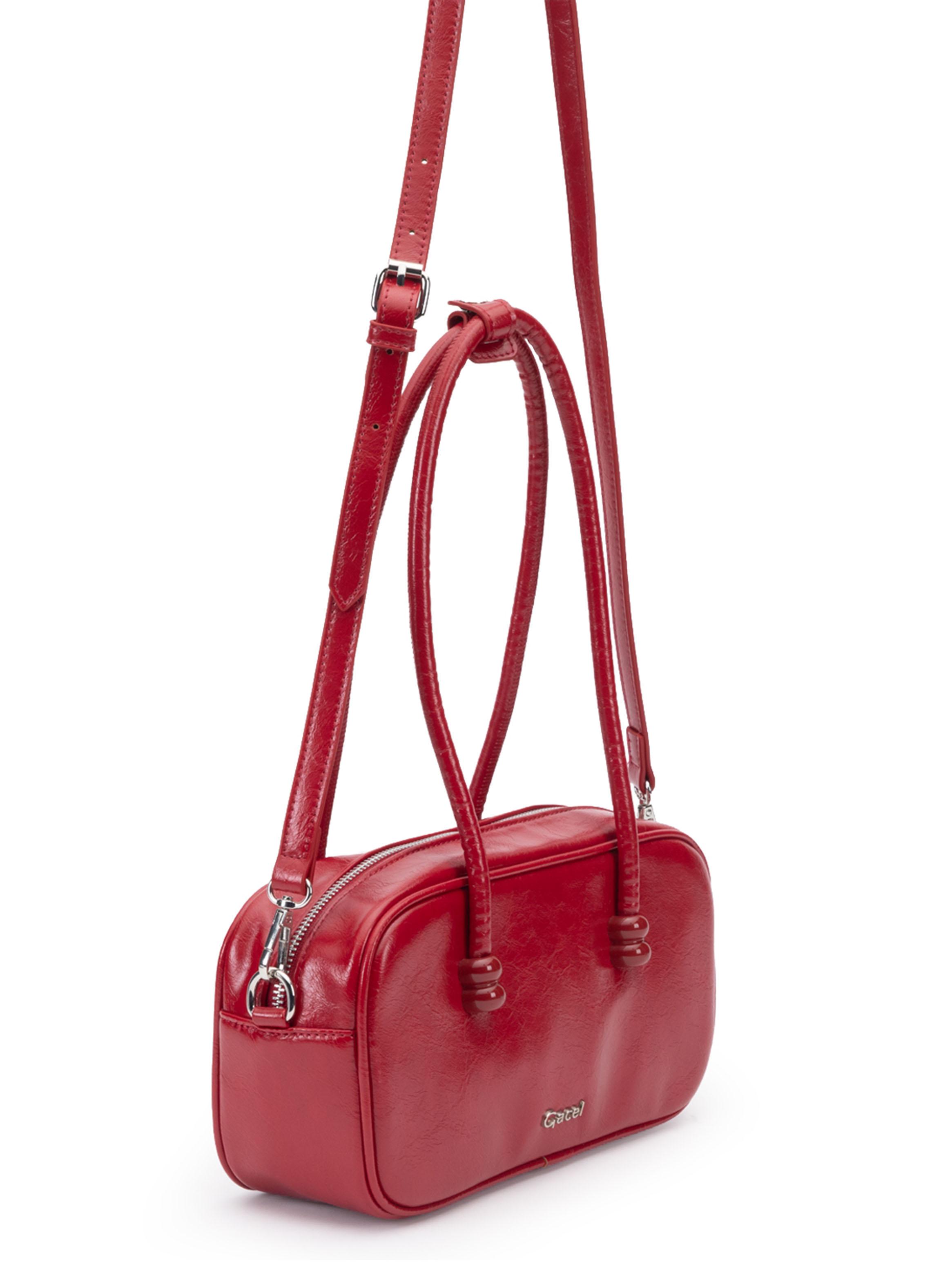 Cartera de Hombro Dos Asas Sintético Rojo Mediana-2