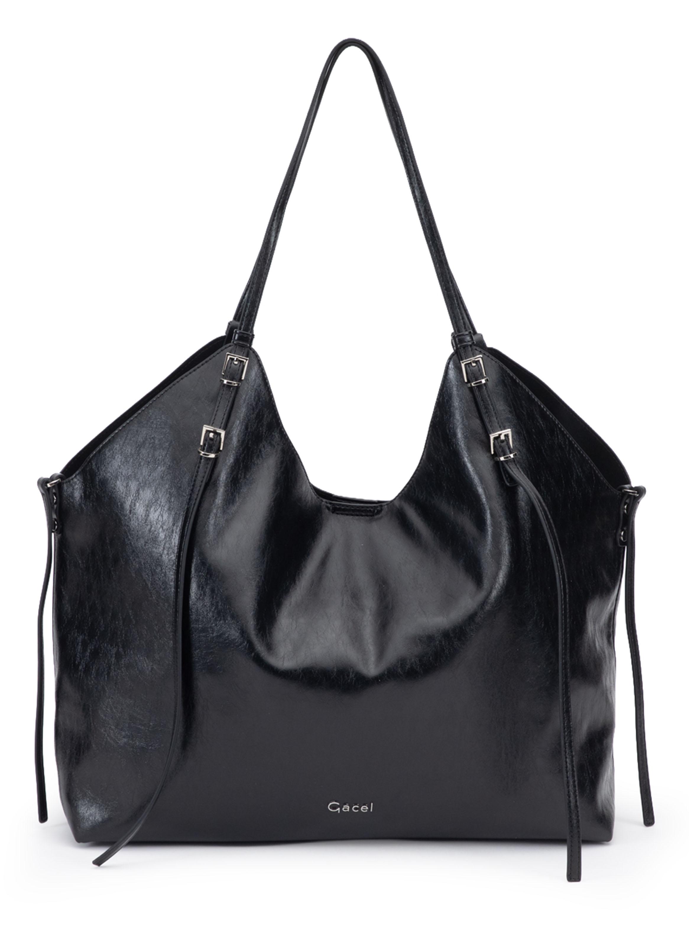 Cartera de Hombro Dos Asas Sintético Negro Grande-1