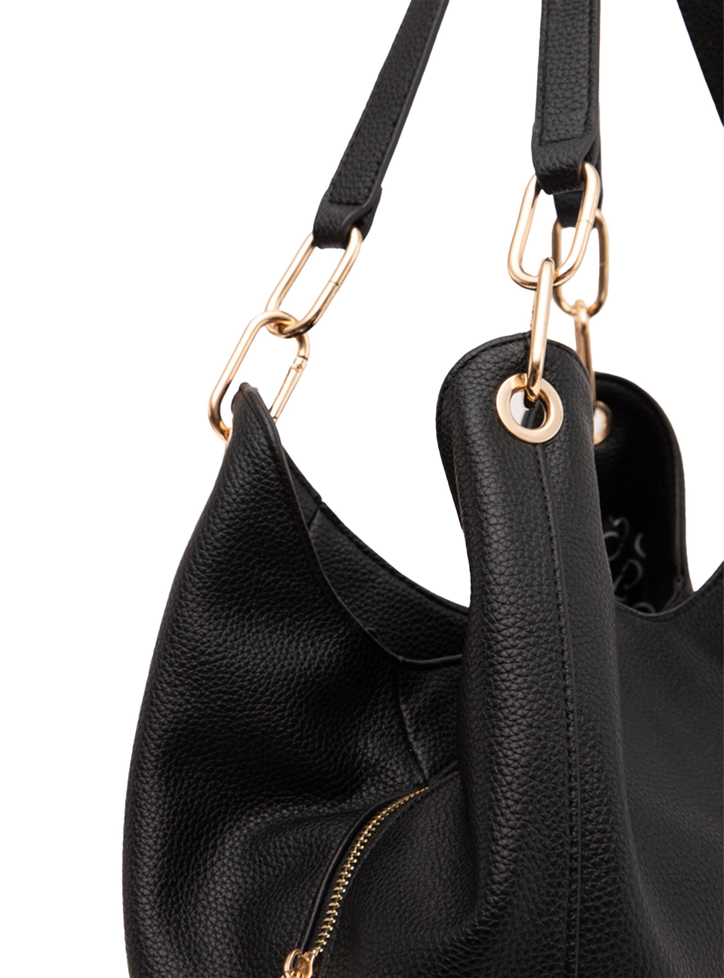Cartera de Hombro Dos Asas Negro Grande-4