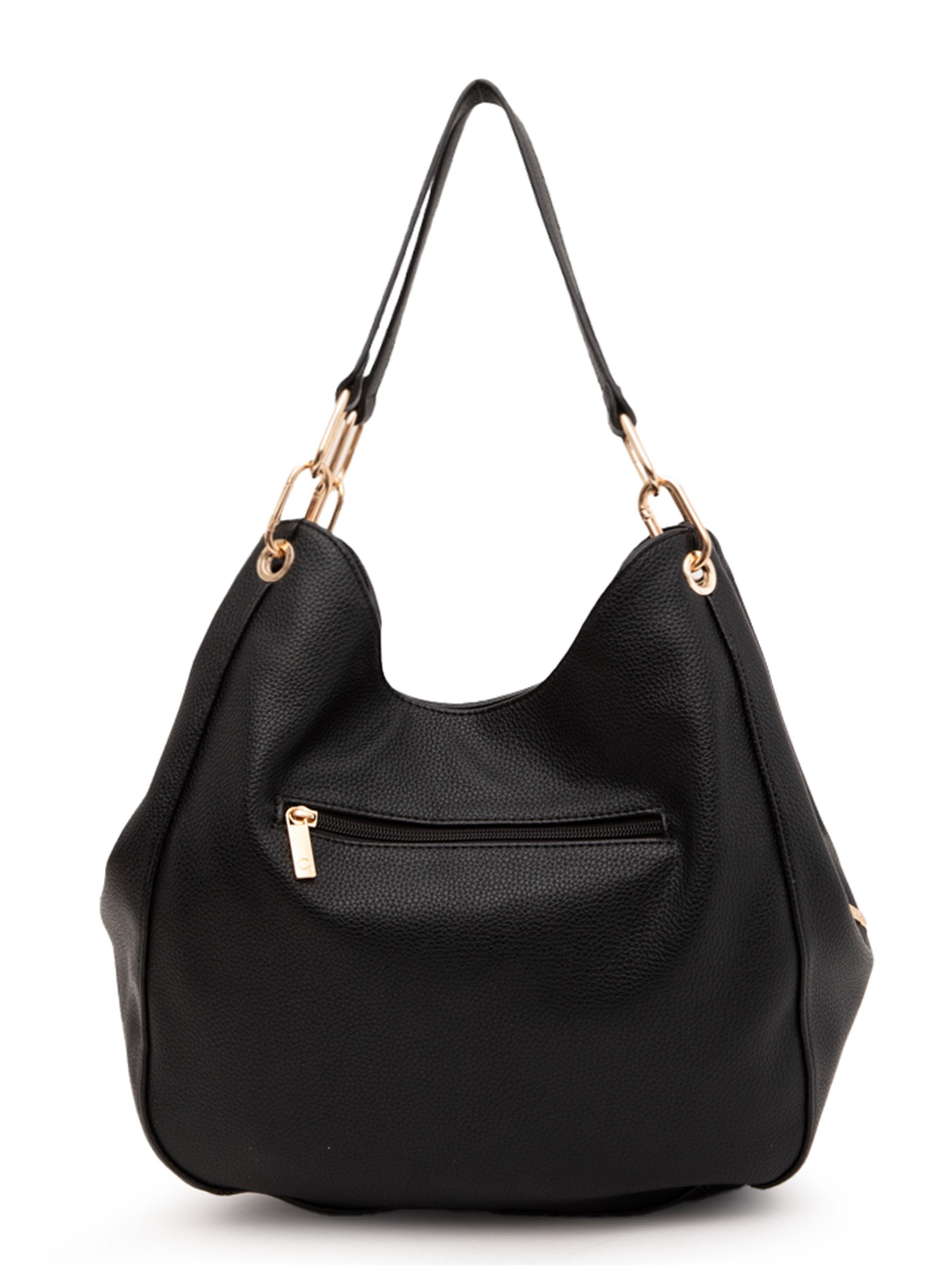 Cartera de Hombro Dos Asas Negro Grande-1
