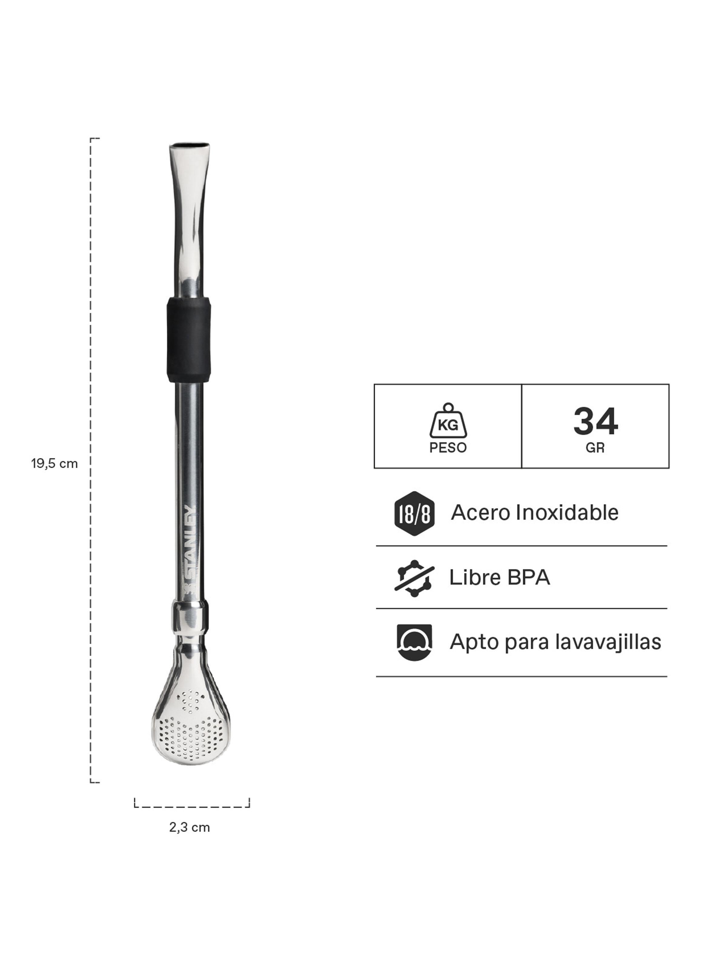 Bombilla para Mate de Cuchara Negra 2.0-3