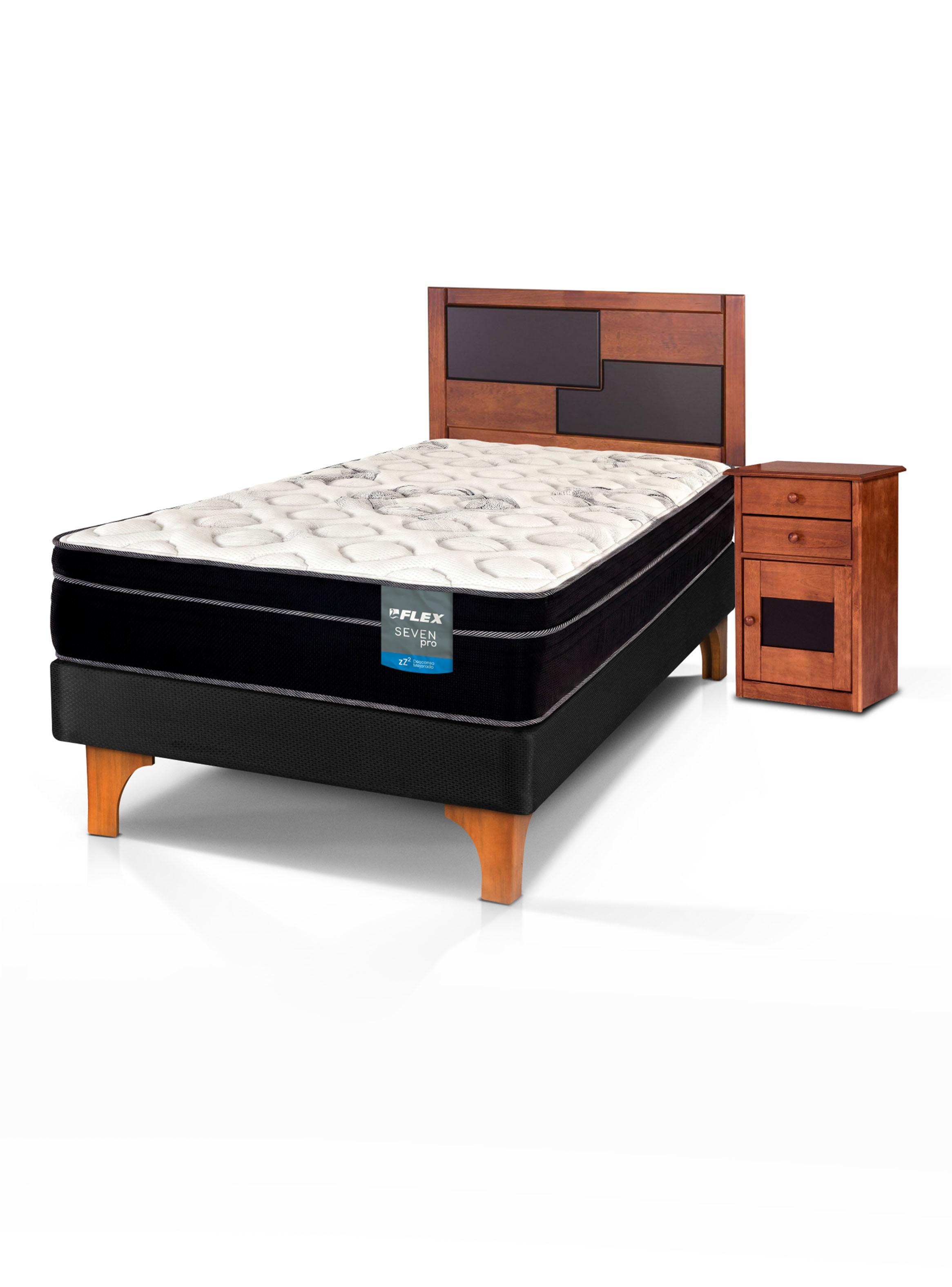 Cama Europea Seven Pro 1.5 Plazas Box + Set Colonia-0