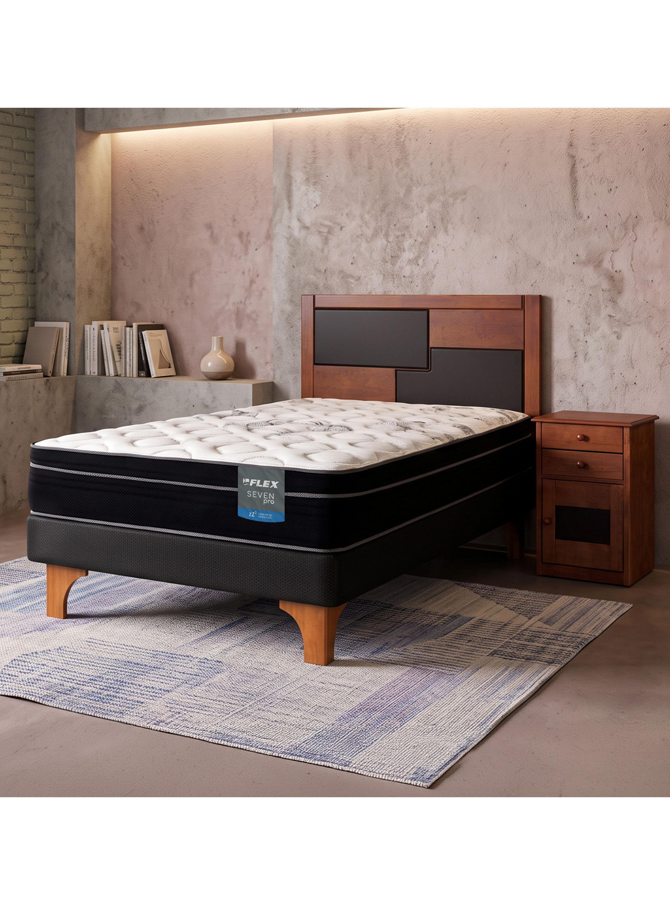 Cama Europea Seven Pro 1.5 Plazas Box + Set Colonia-5