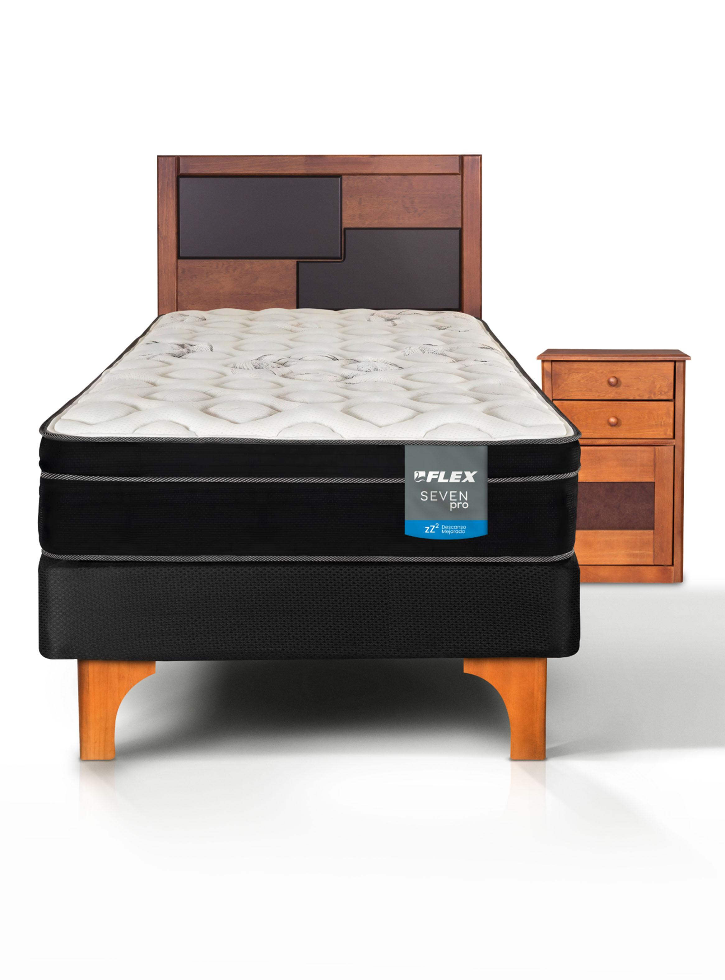 Cama Europea Seven Pro 1.5 Plazas Box + Set Colonia-1