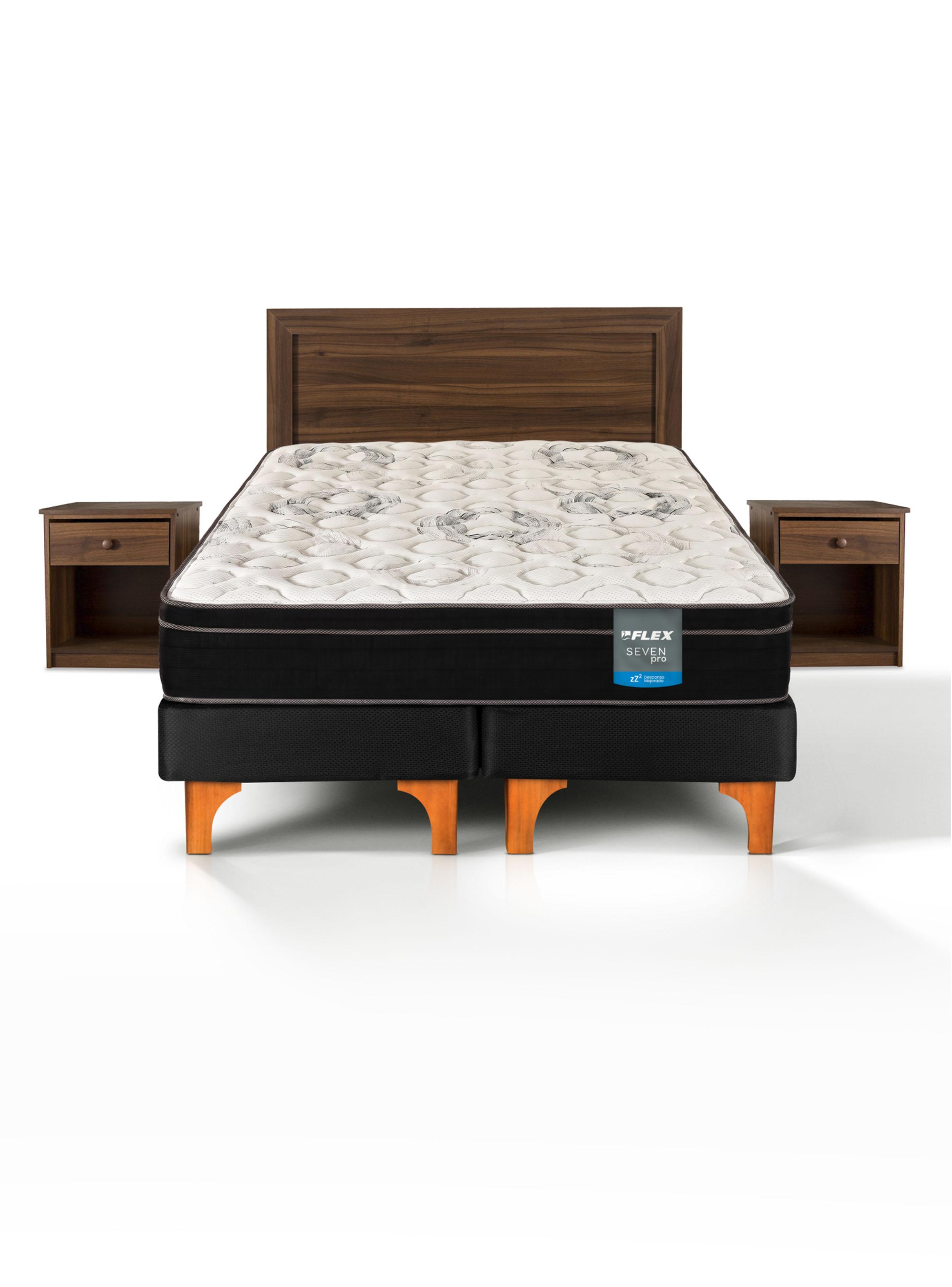 Cama Europea Seven Pro 2 Plazas Box BD + Set Asturias-1