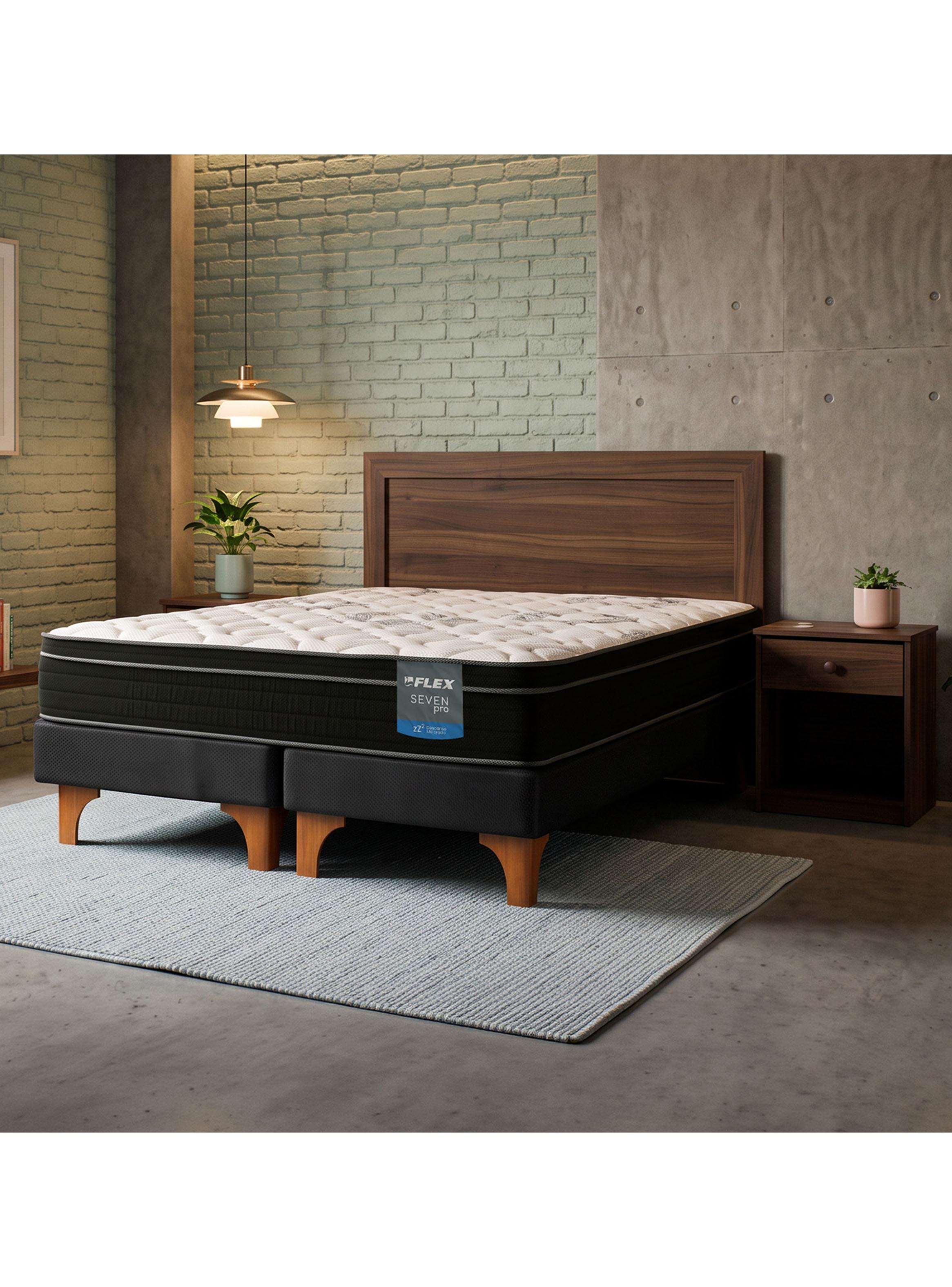 Cama Europea Seven Pro 2 Plazas Box BD + Set Asturias-5