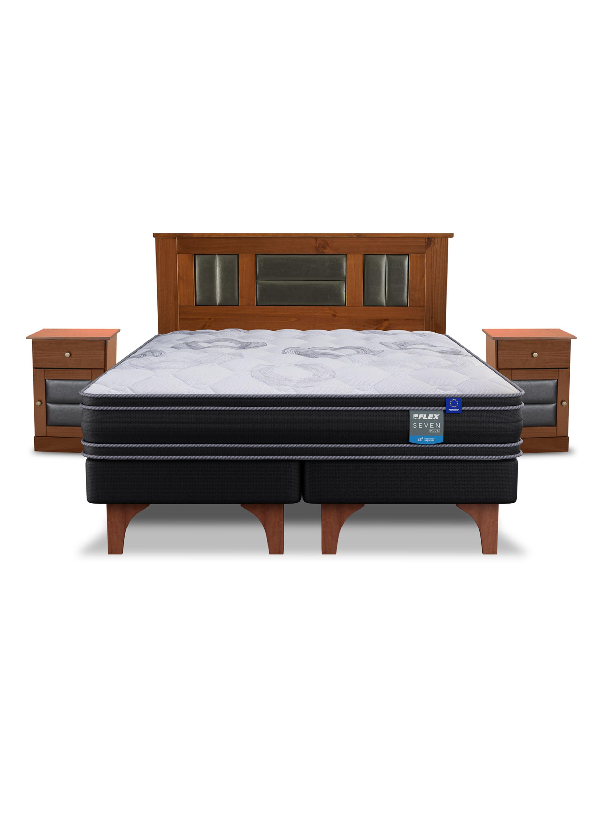 Cama Europea Seven Plus 2 Plazas Box Base Dividida + Set Muebles Lorraine-2