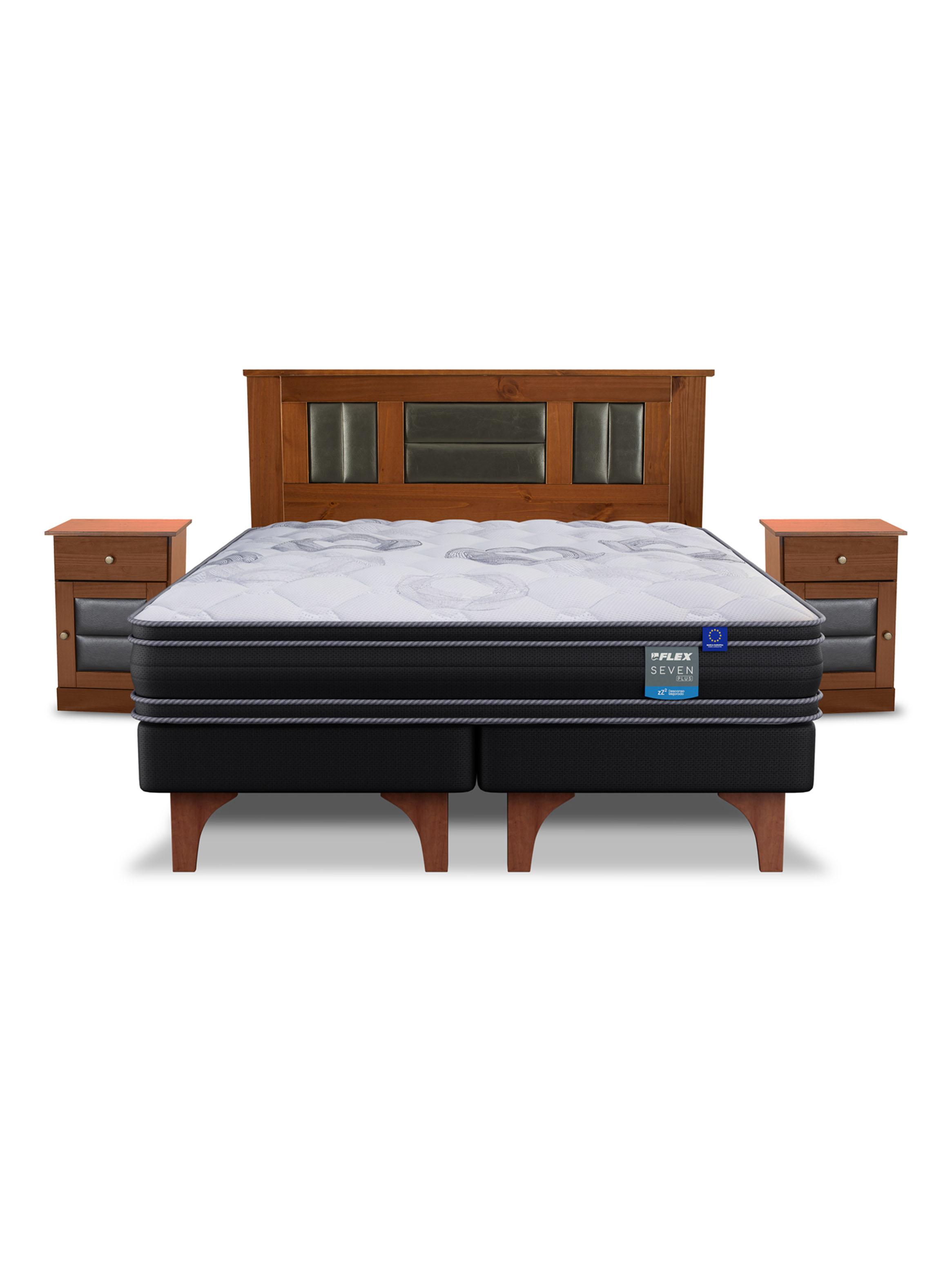 Cama Europea Seven Plus 2 Plazas Box Base Dividida + Set Muebles Lorraine-2