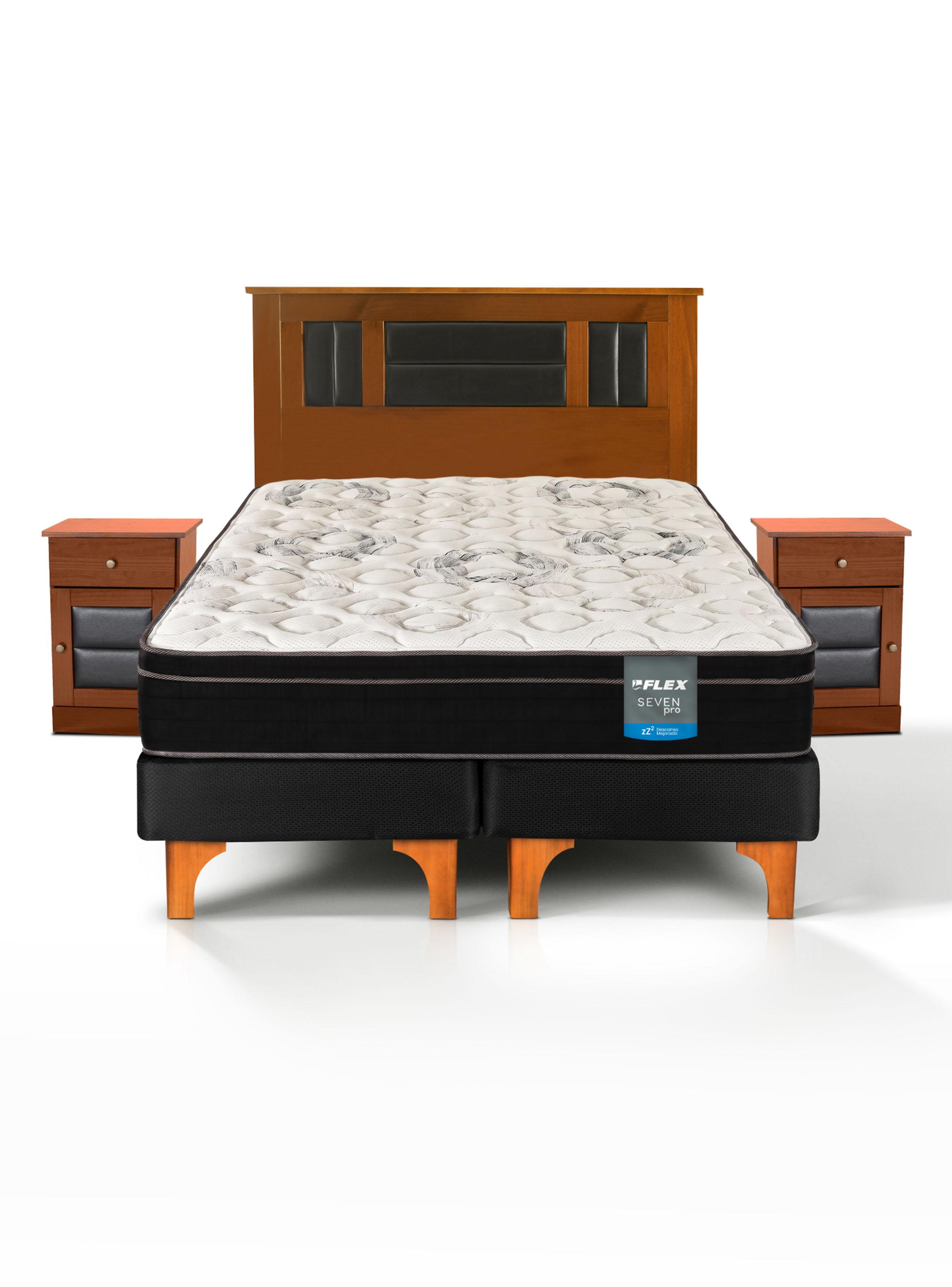 Cama Europea Seven Pro 2 Plazas Box BD + Set Lorraine-1