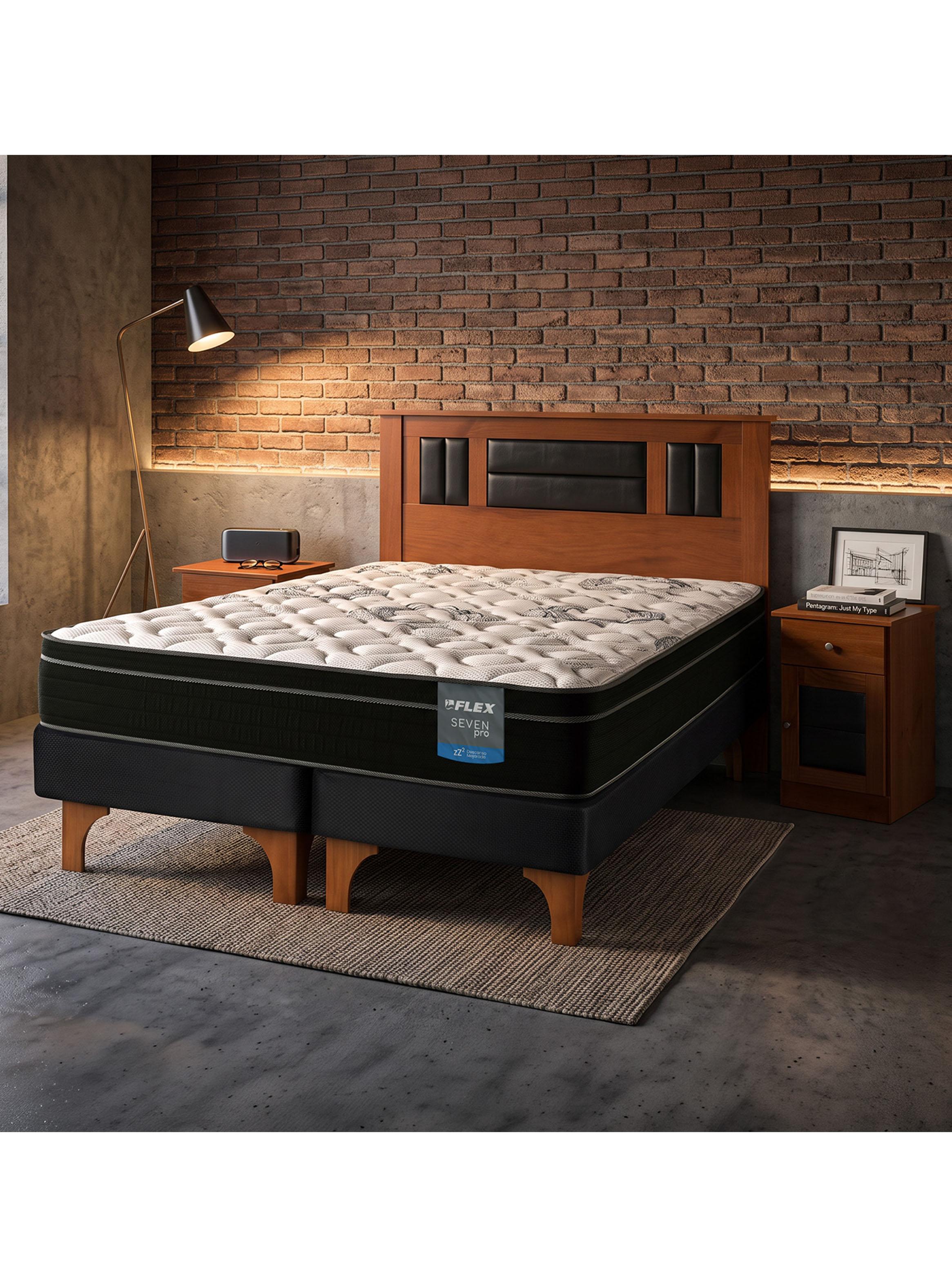 Cama Europea Seven Pro 2 Plazas Box BD + Set Lorraine-5