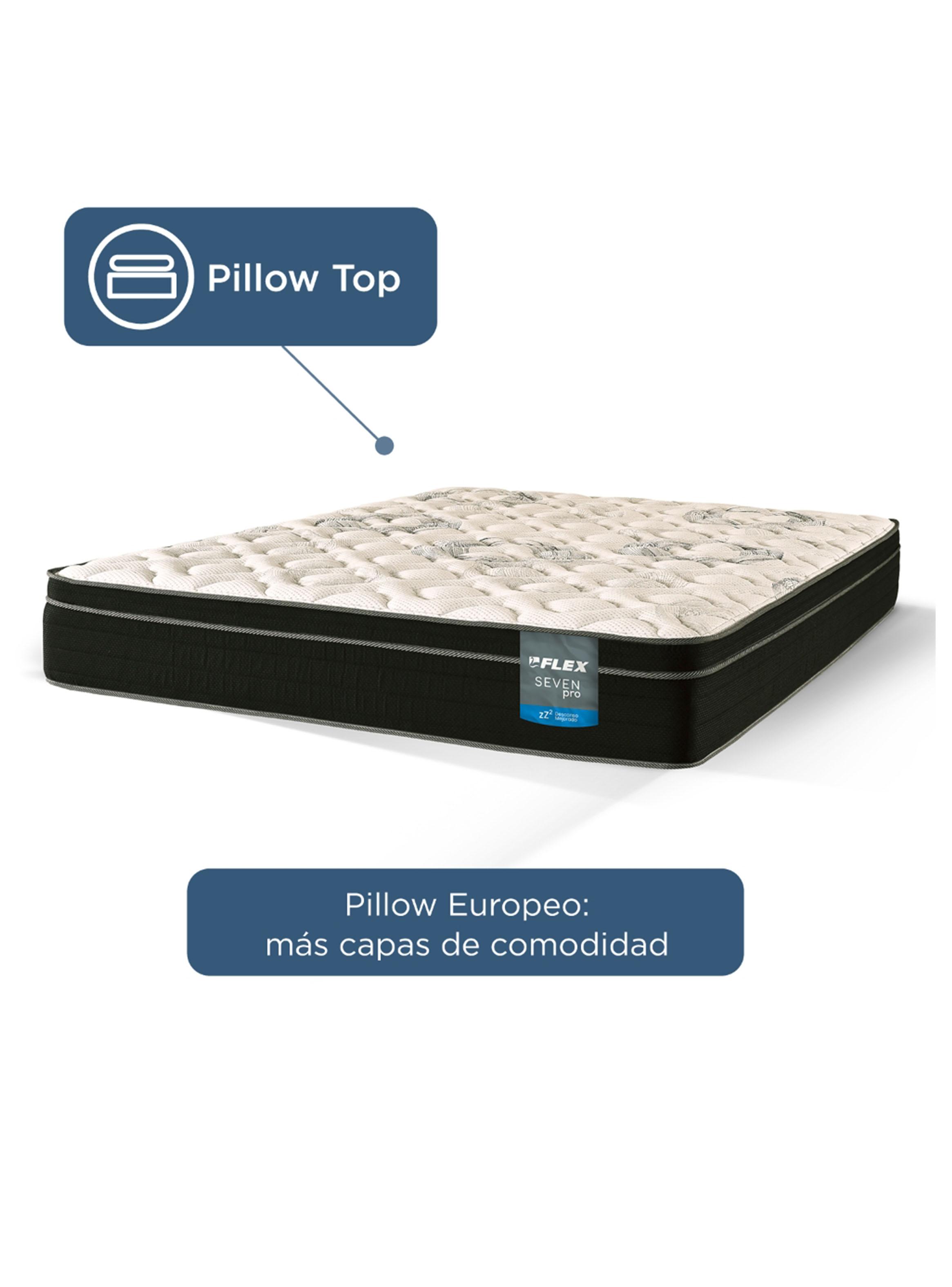 Cama Europea Seven Pro 2 Plazas Box BD + Set Lorraine-3