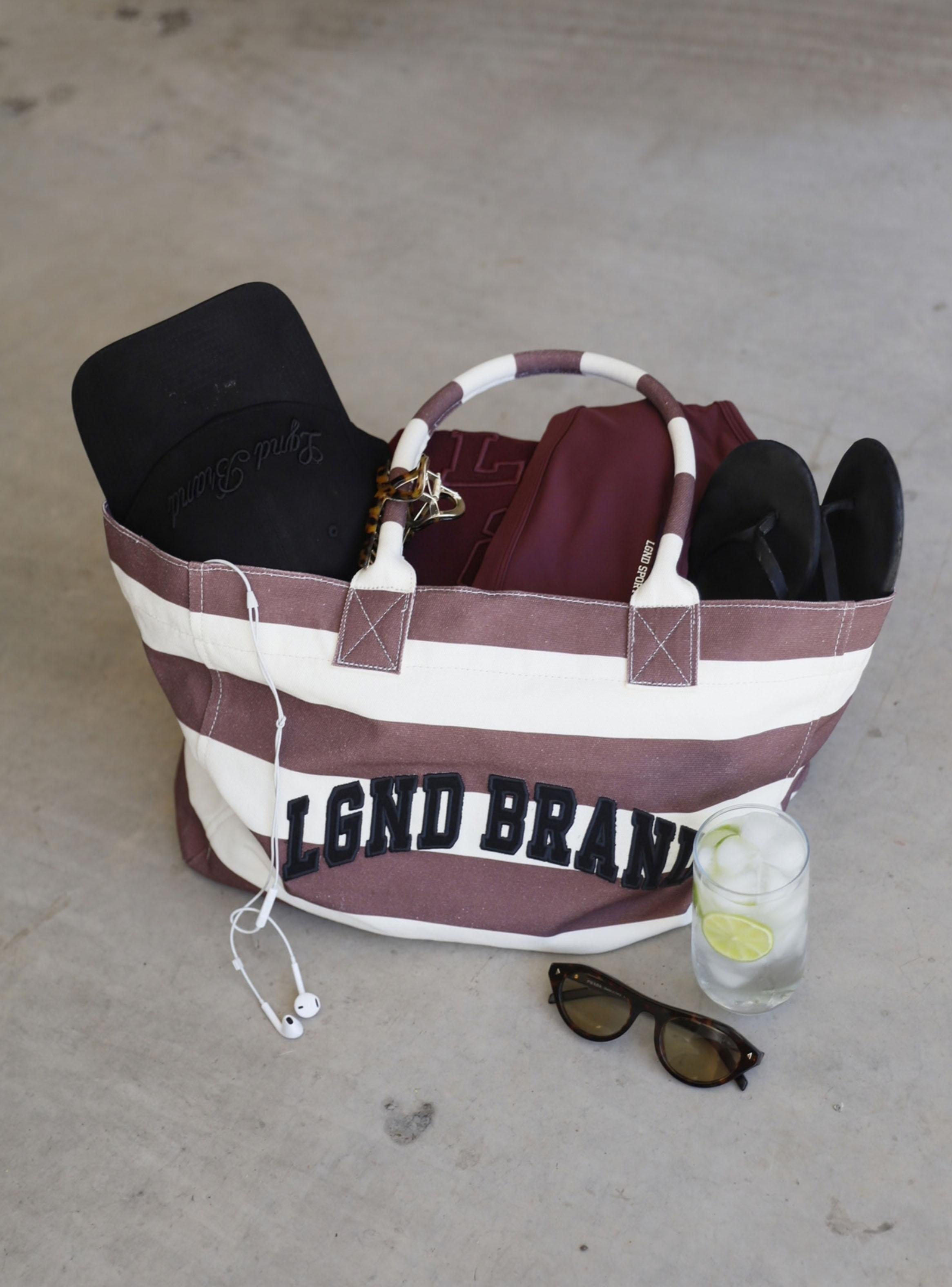 Cartera de Hombro New Canvas Stripe Tote Burgundy-2