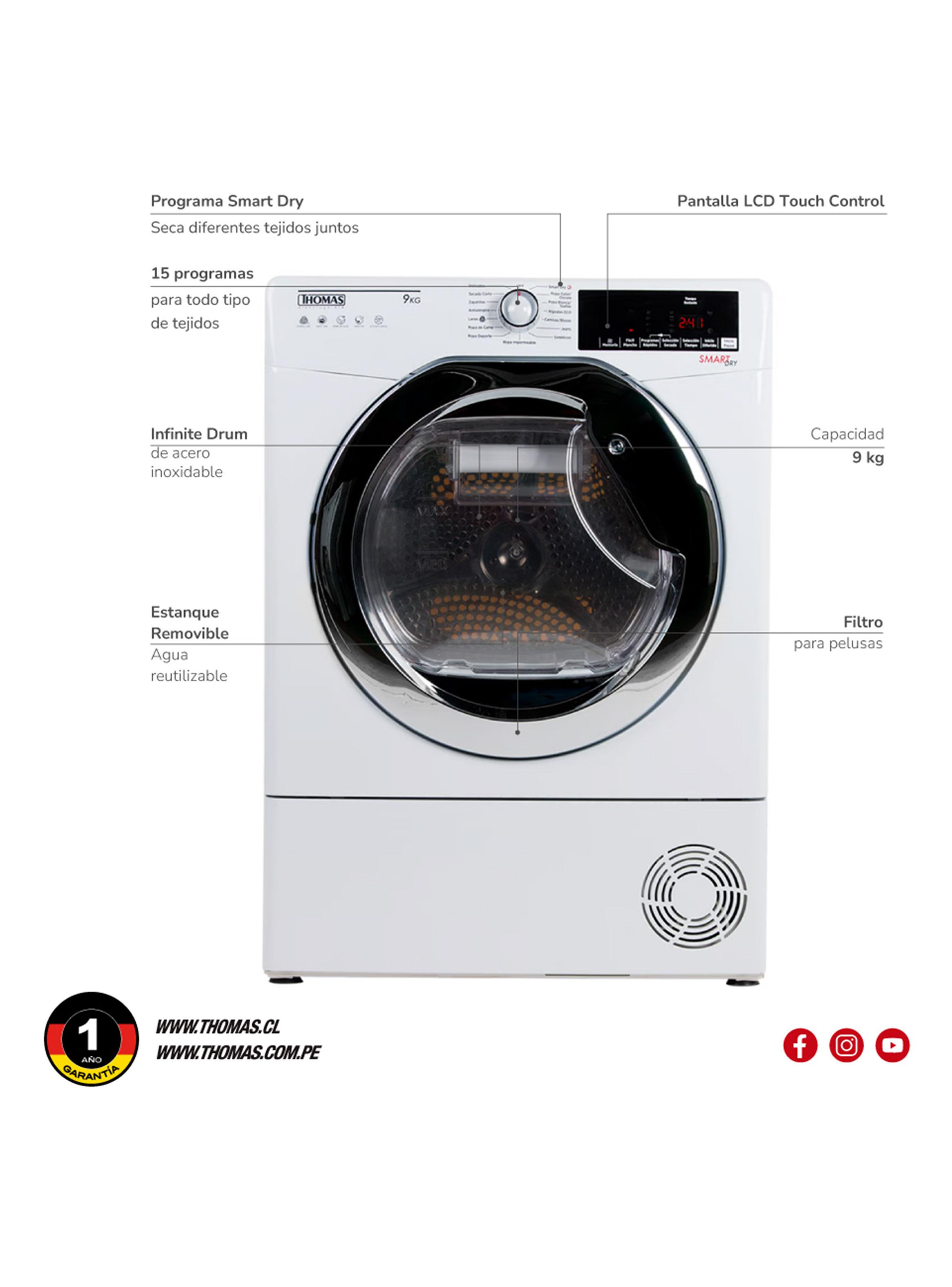 Secadora Frontal 9 Kg Condensación con Bomba Calor TH-D9KCBC-3