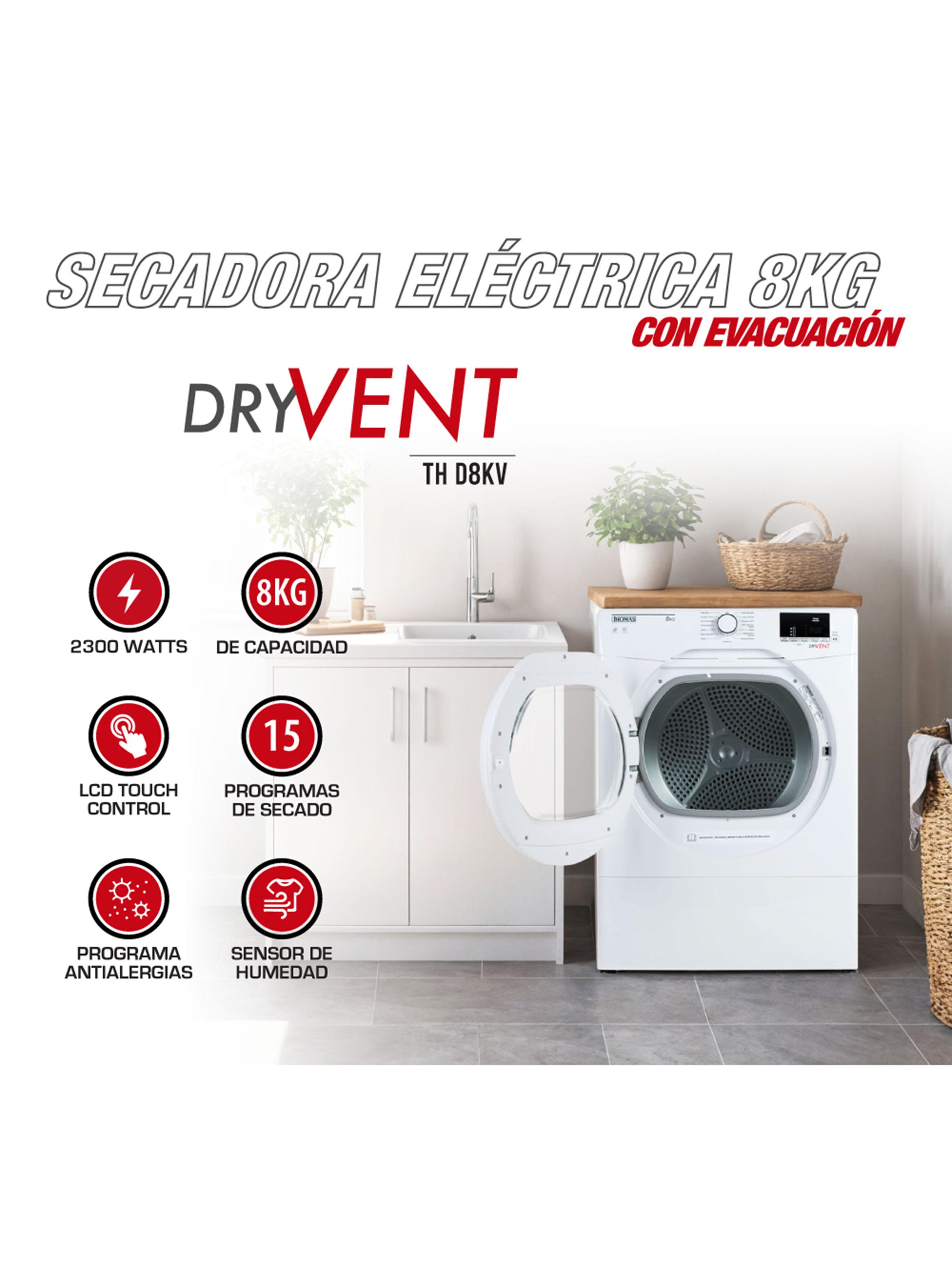 Secadora Frontal 8 Kg con Evacuación TH-D8KV-6