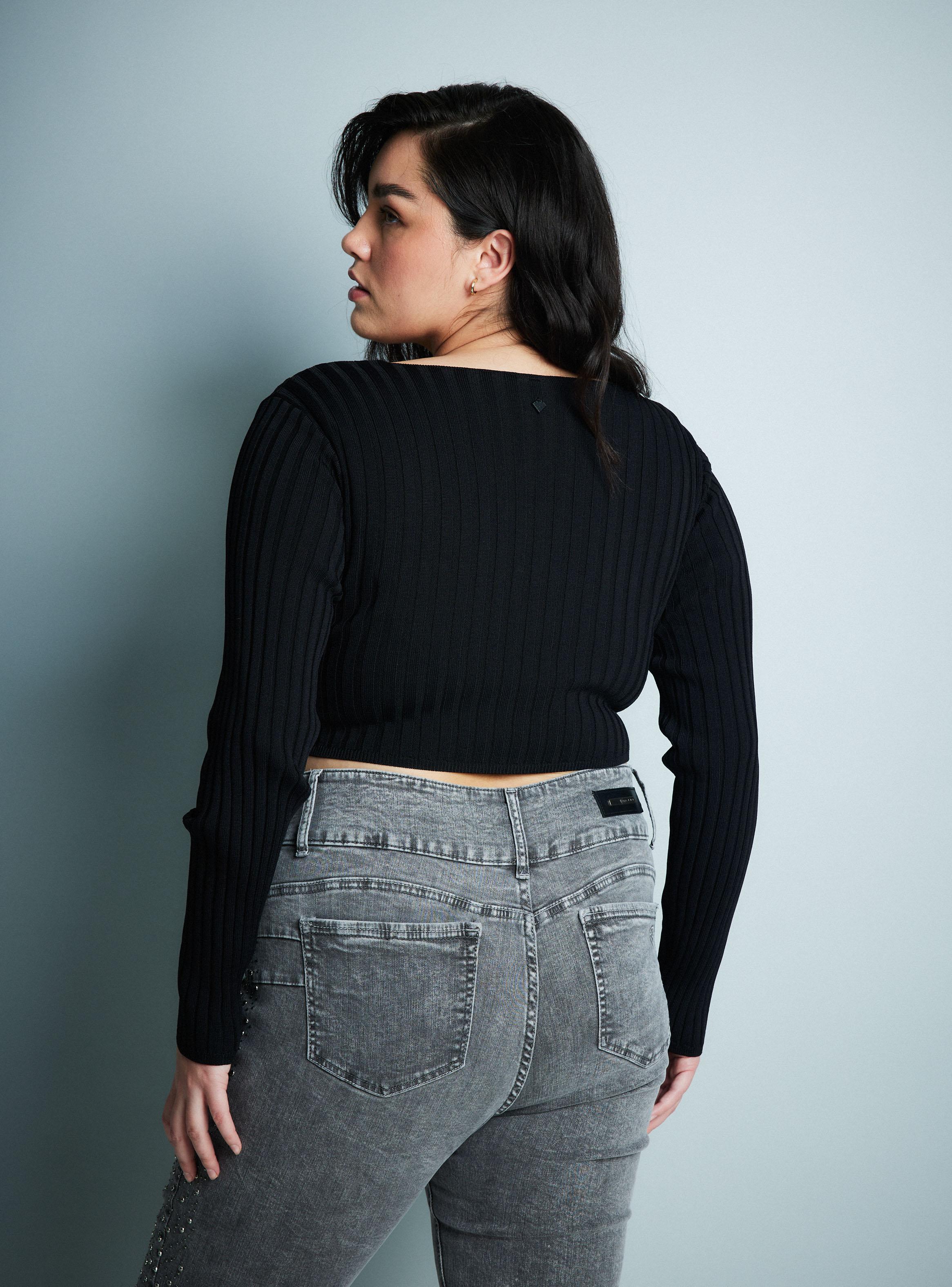 Polera Tejida Crop Borde en Punta-7