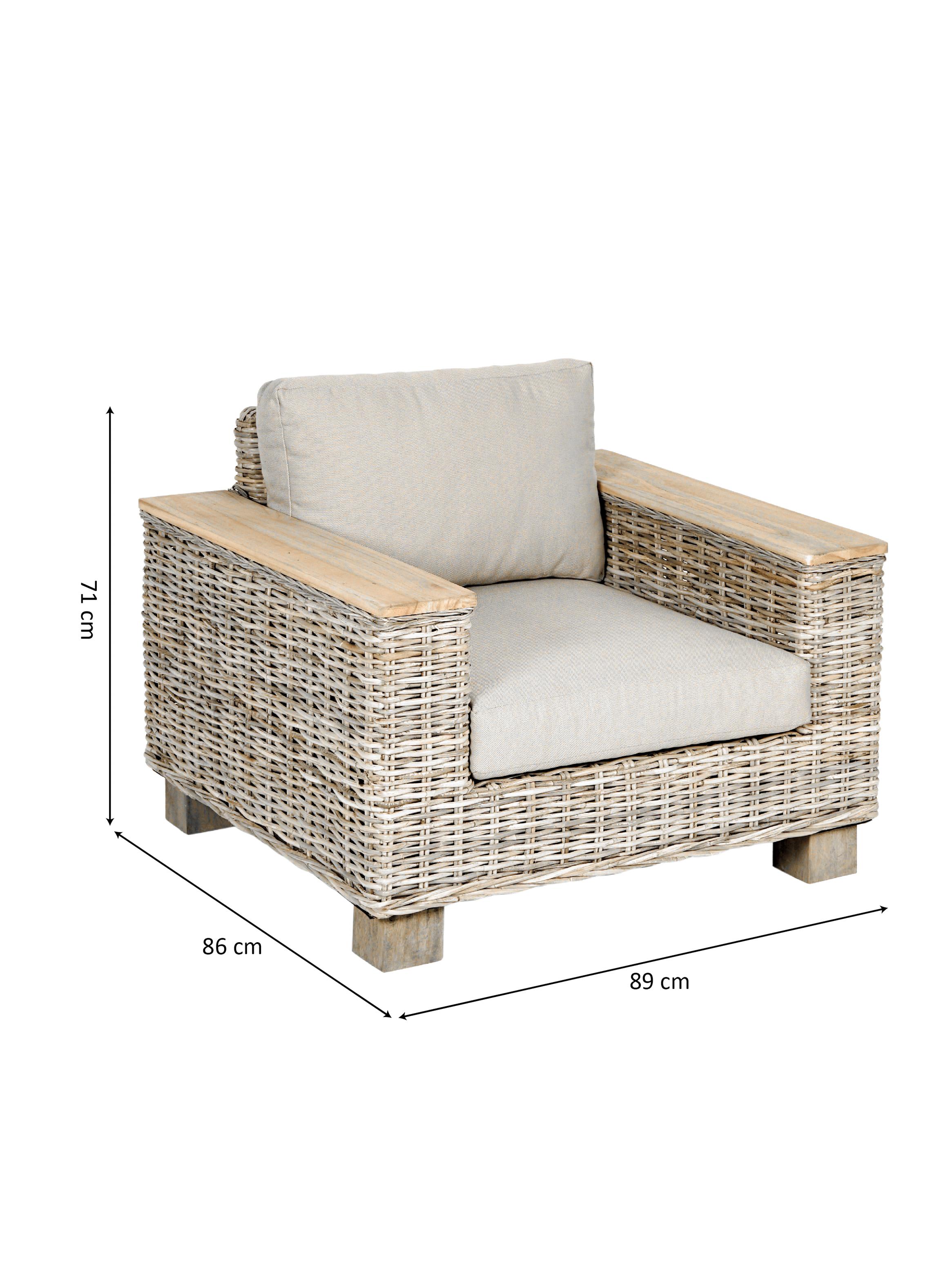 Sillón Victoria White 1 Cuerpo Ratán-2