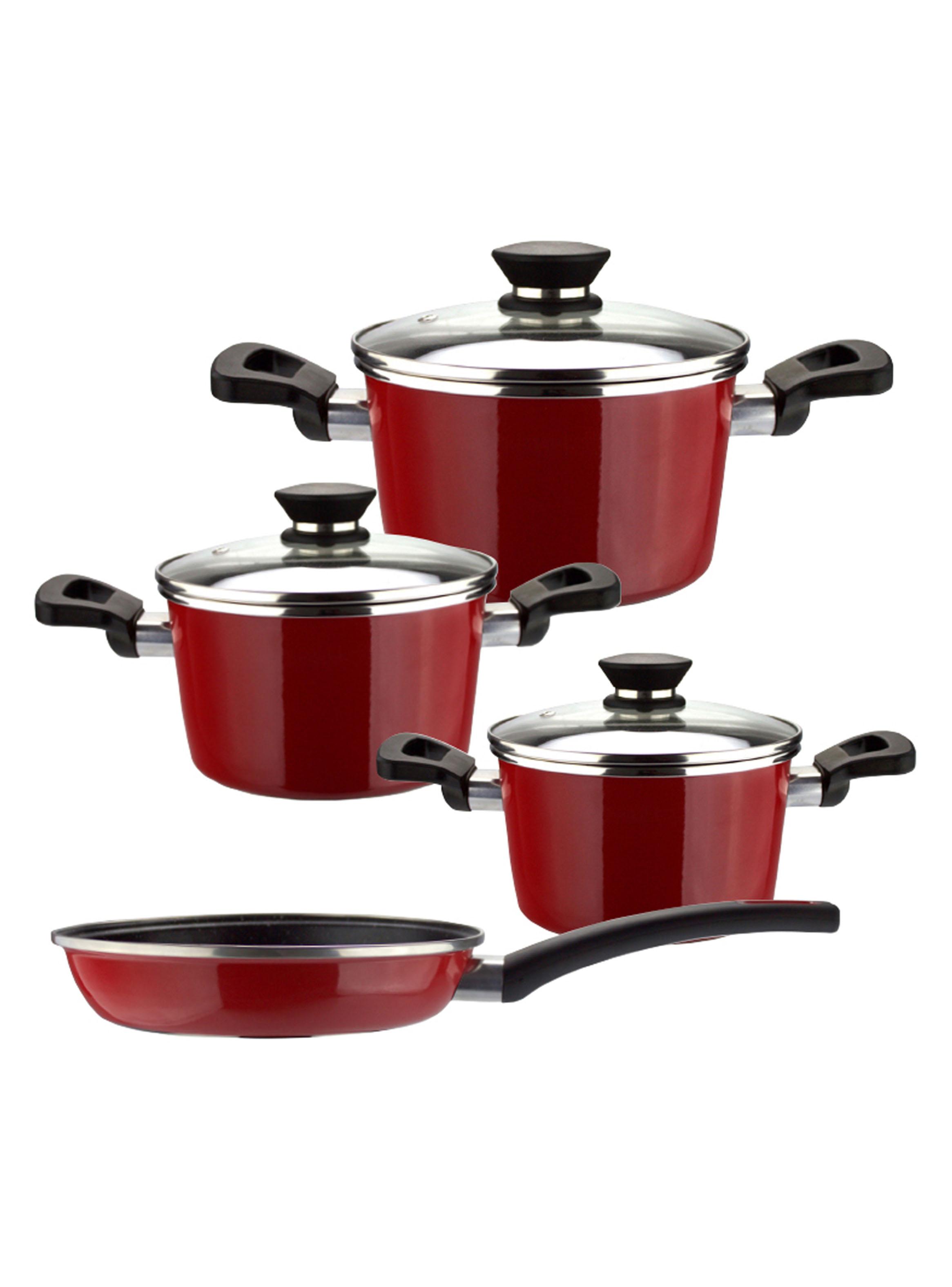 Batería de Cocina de 7 Piezas Coral Roja-0