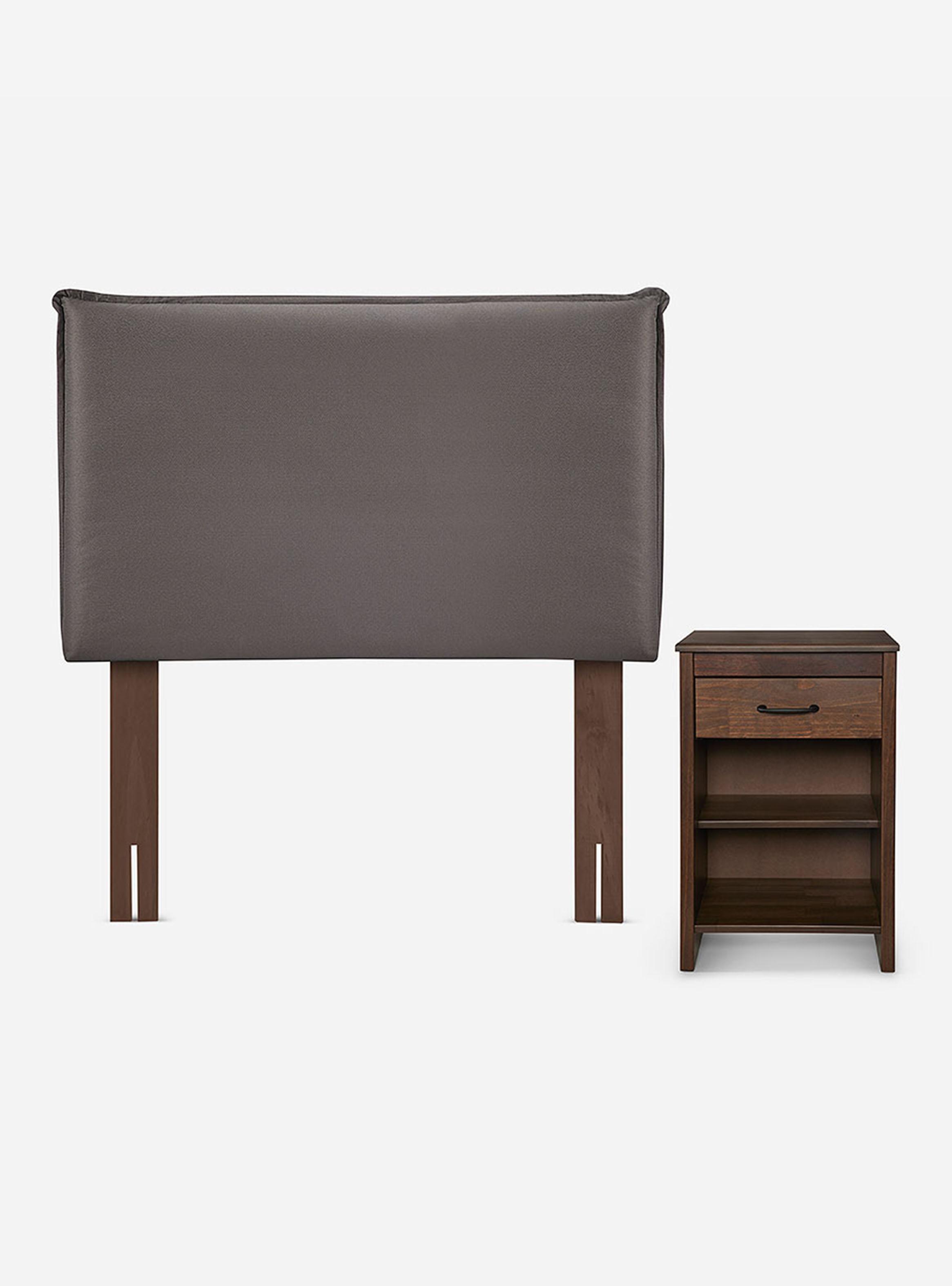 Cama Europea New style 4 1.5 Plazas + Respaldo + Velador Maurice-2