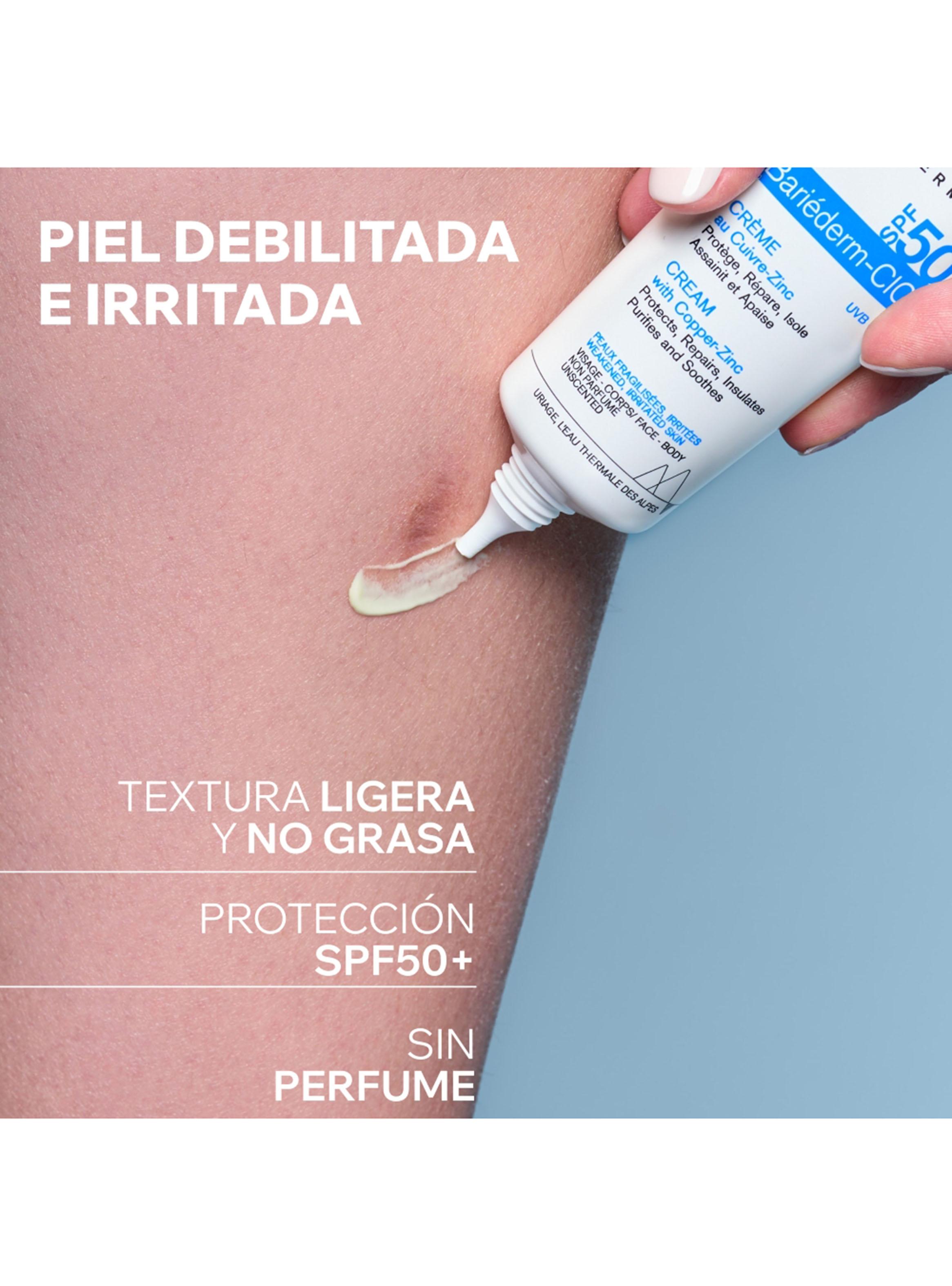 Crema Reparadora Bariéderm-CICA Uriage con Cobre y Zinc SPF50+ 40 ml-2
