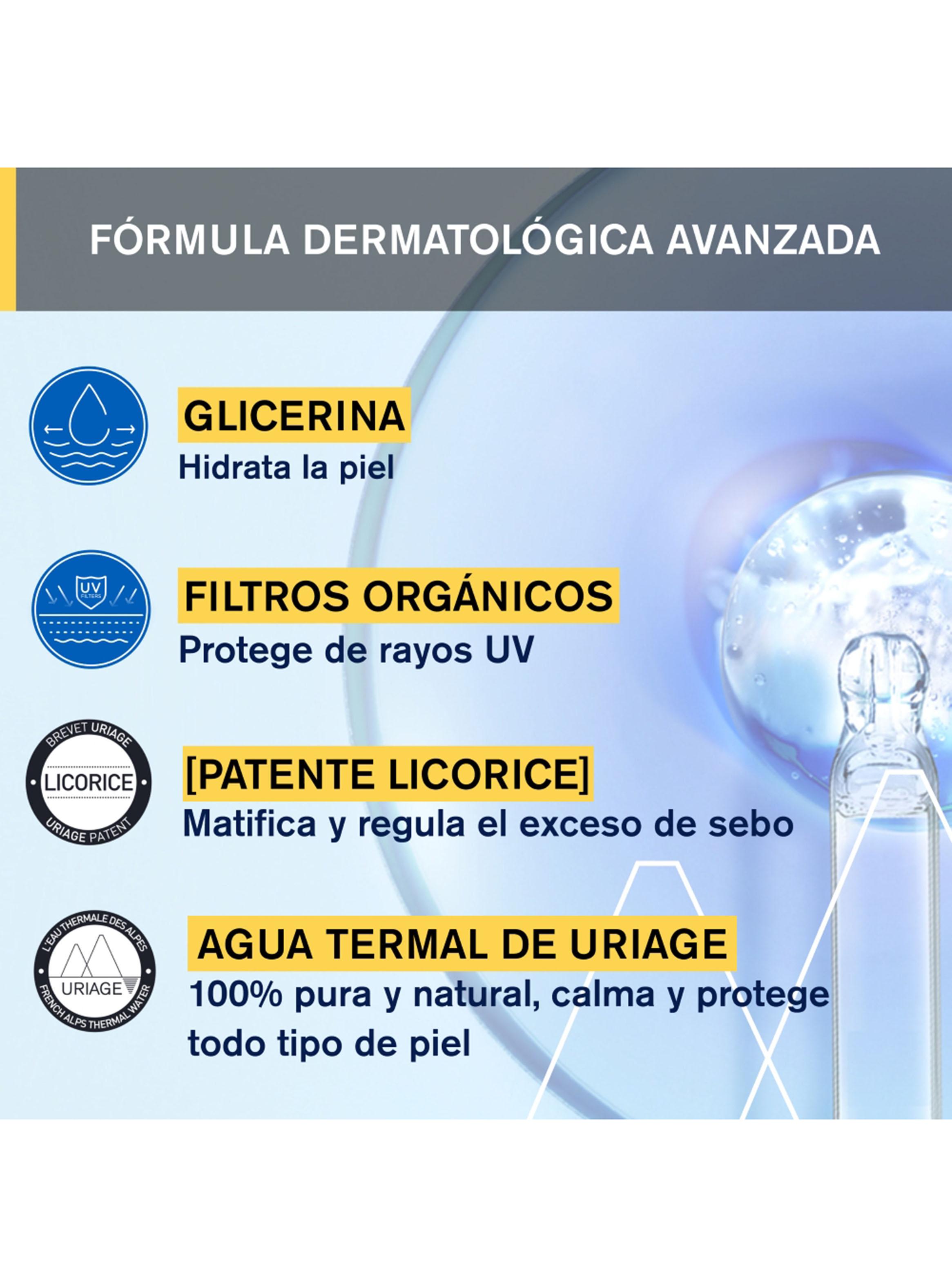 Protector Solar Bariésun Fluido Matificante SPF50+ 50ml Uriage-3