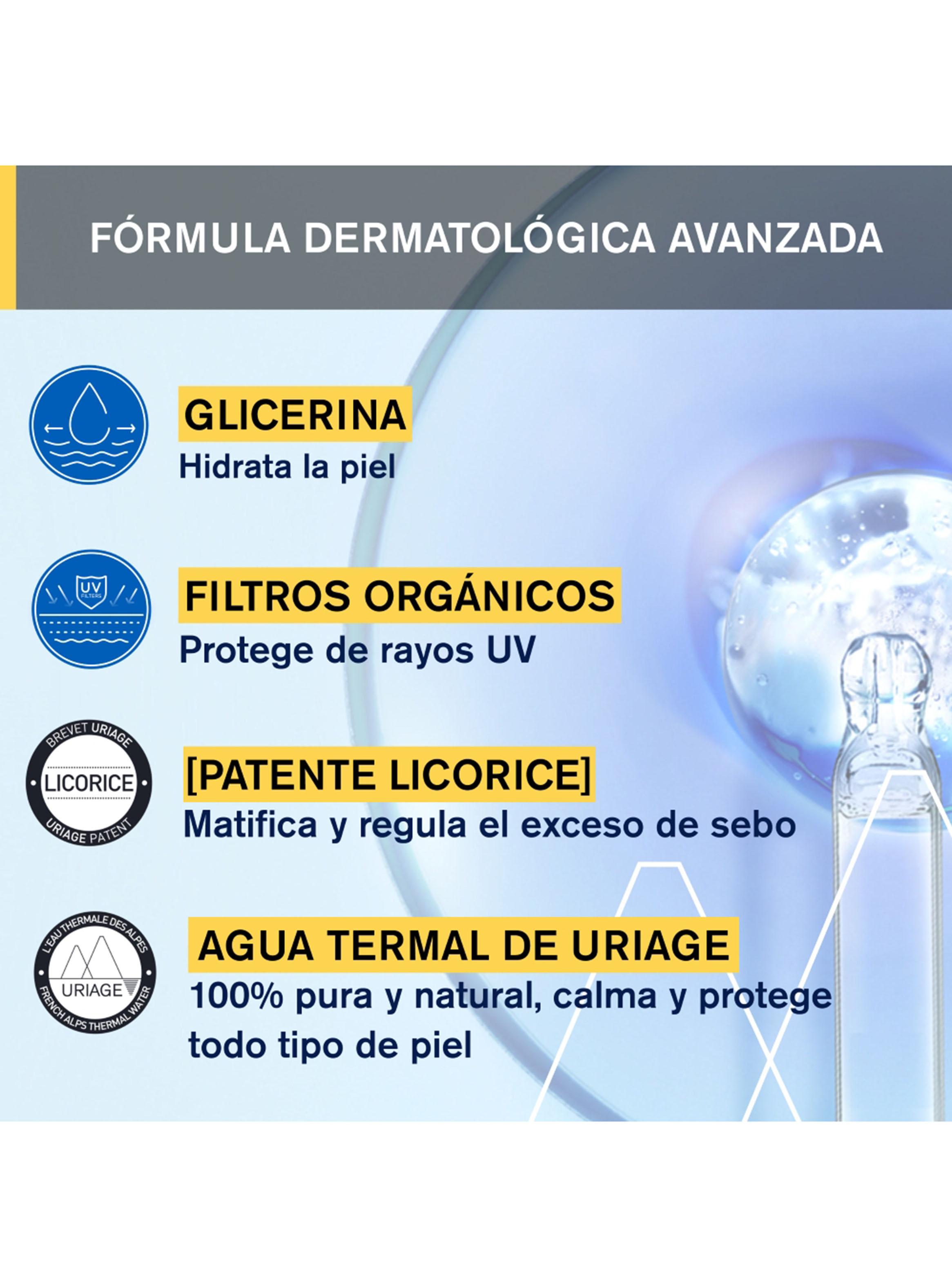 Protector Solar Bariésun Fluido Matificante SPF50+ 50ml Uriage-3