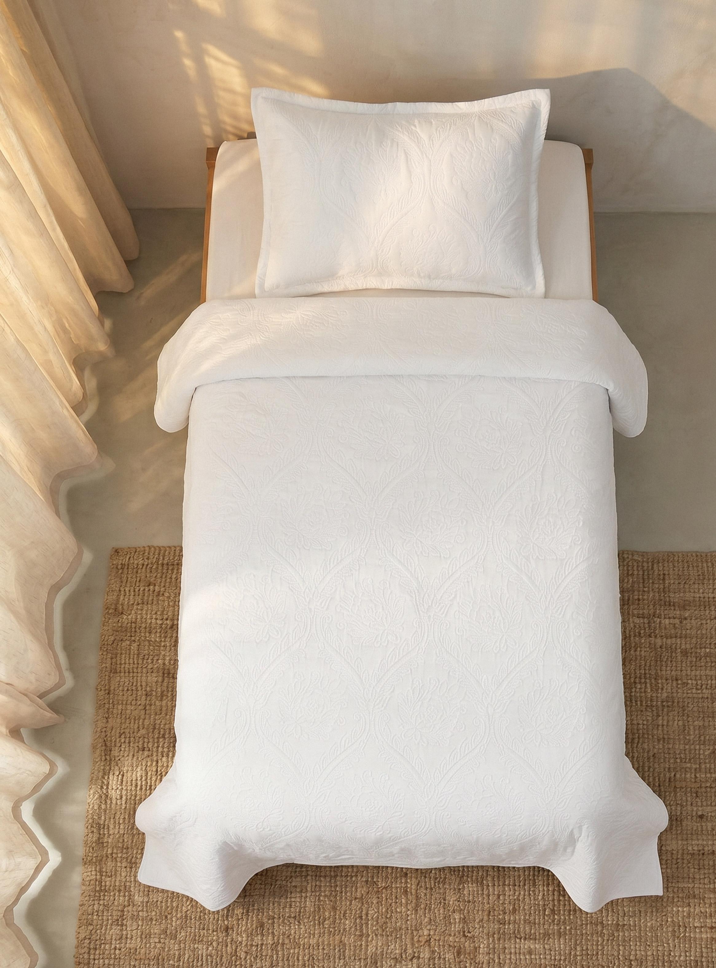 Quilt 1.5 Plazas Unicolor White-2