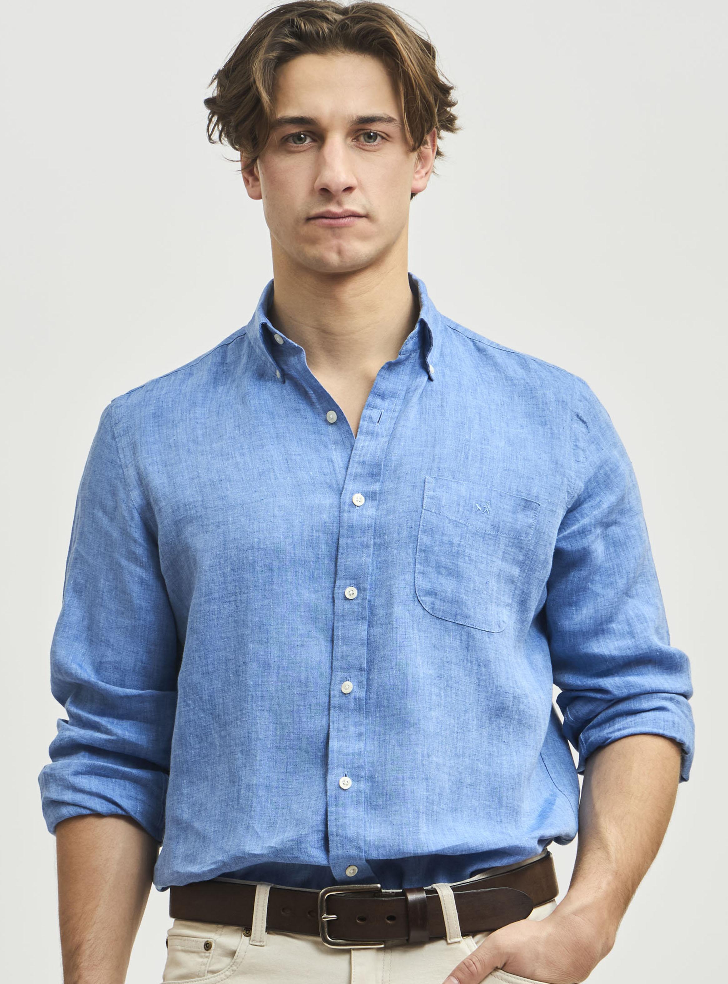 Camisa Sport Lisa Manga Larga Lino-0