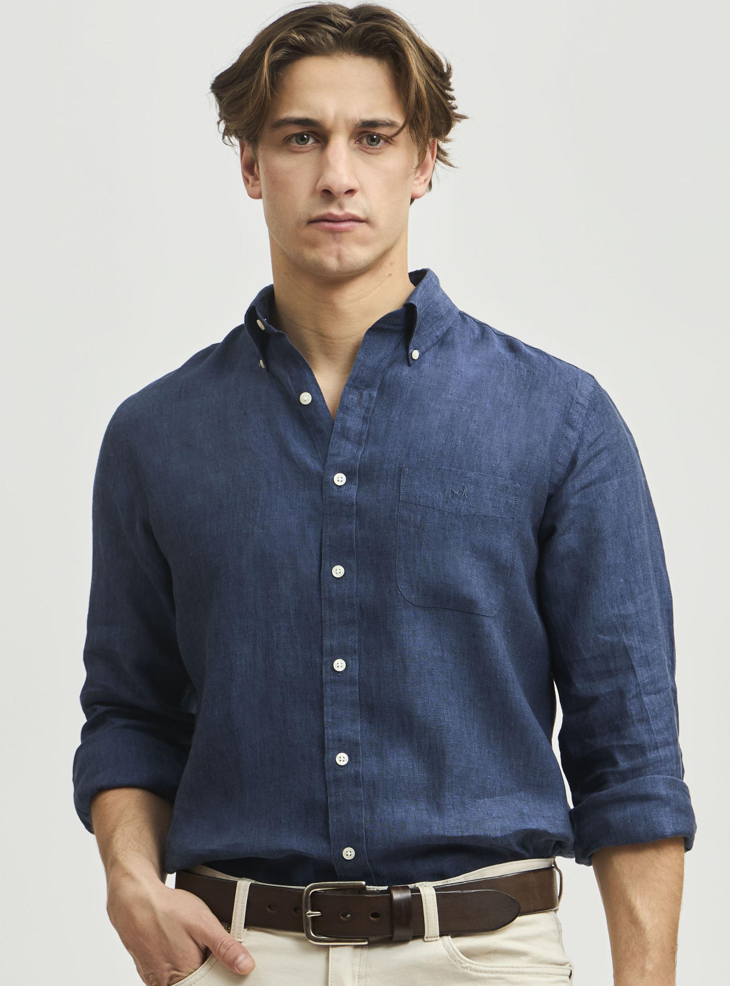 Camisa Sport Lisa Manga Larga Lino-0
