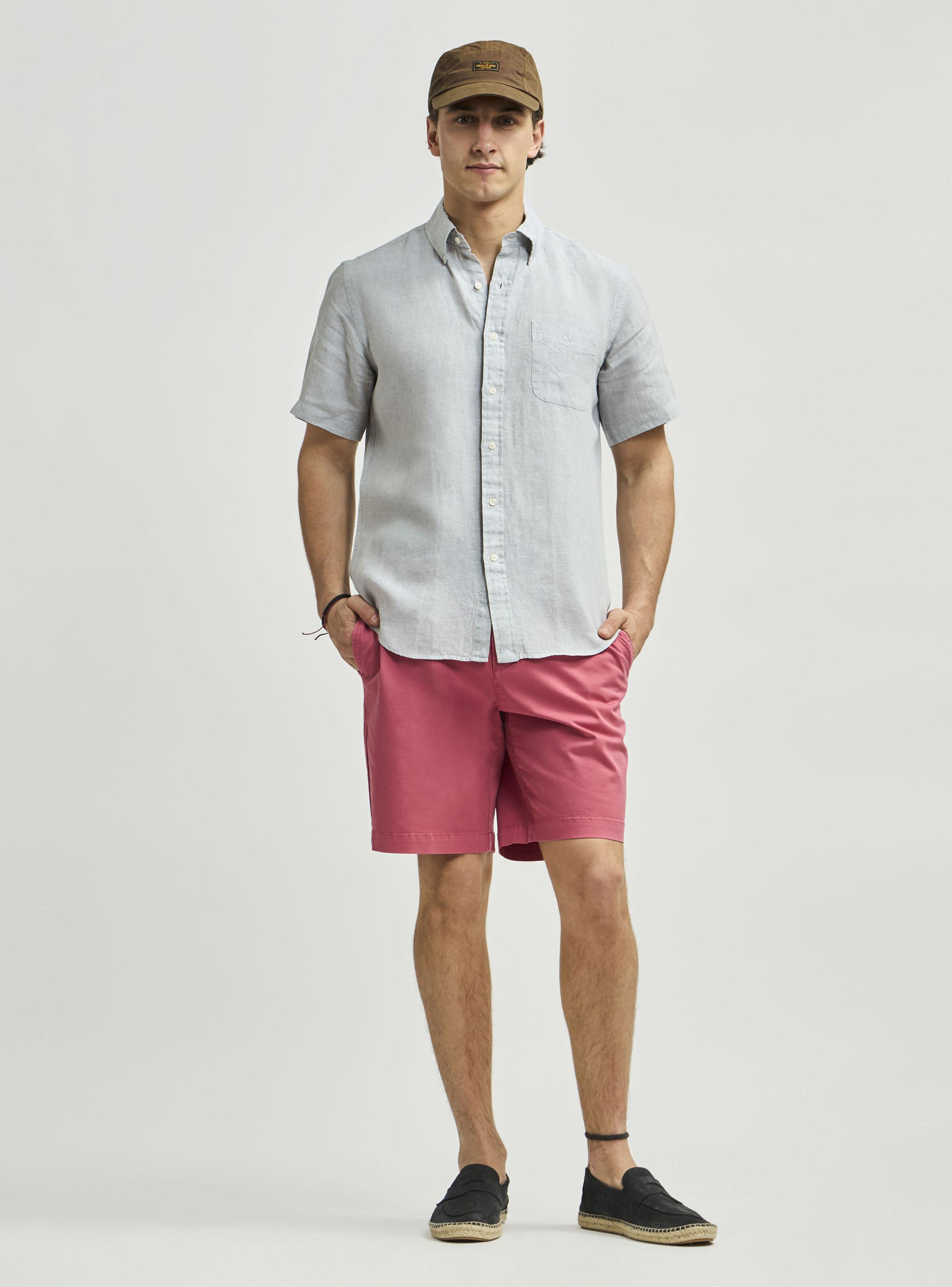 Camisa Sport Lisa Manga Corta Button Down Weekend Lino-3